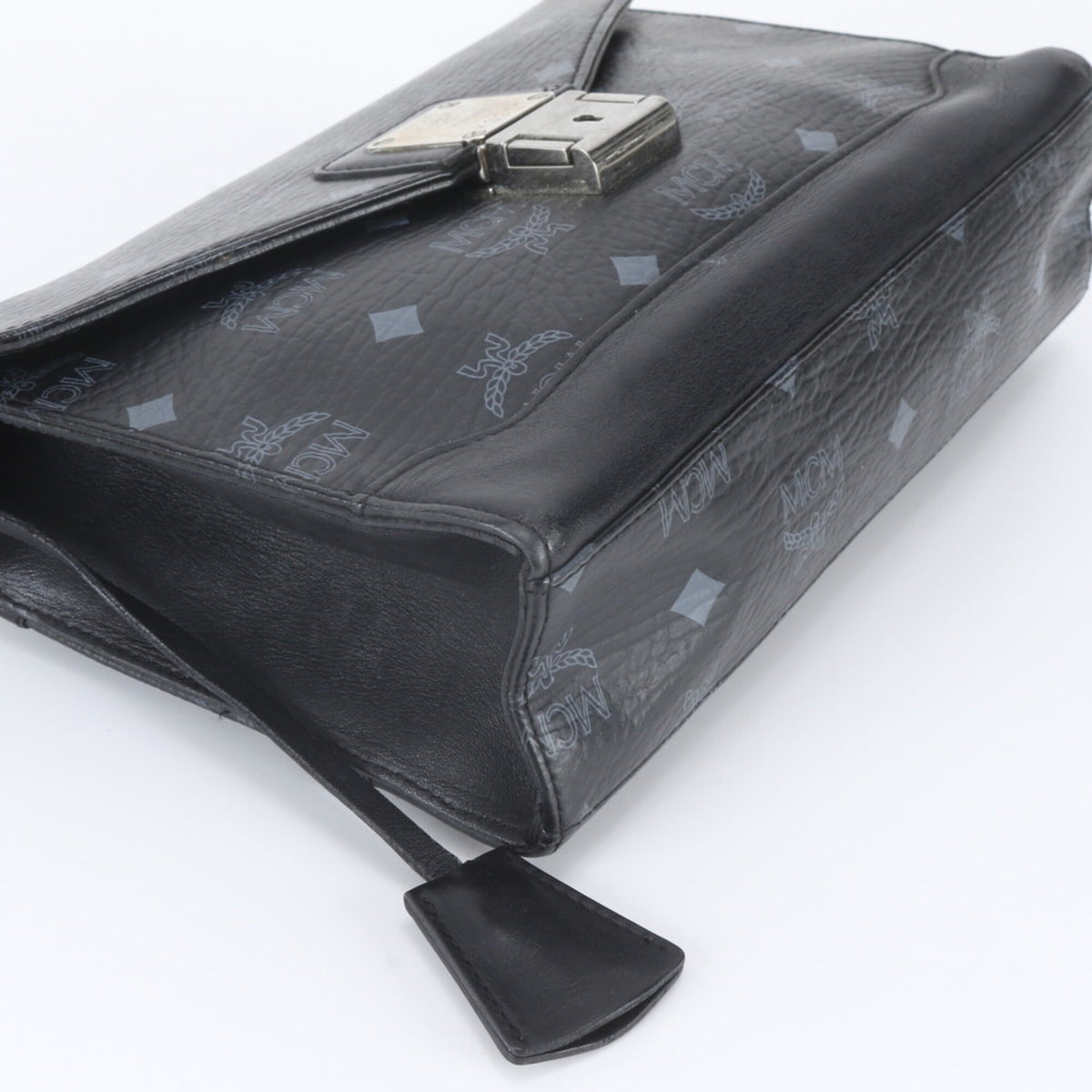Mcm Black Leather Coated Canvas Clutch Bag Pouch (Pre-Owned)