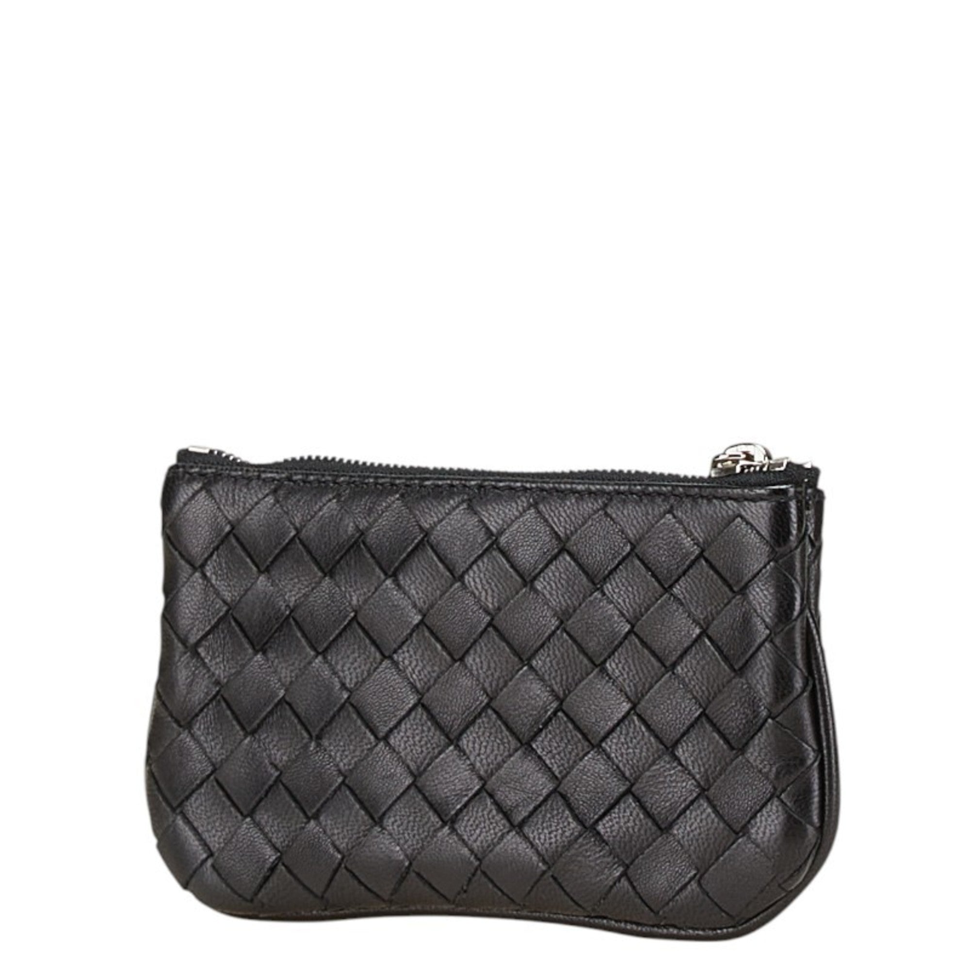 Bottega Veneta Black Leather Coin Purse/Coin Case (Pre-Owned)