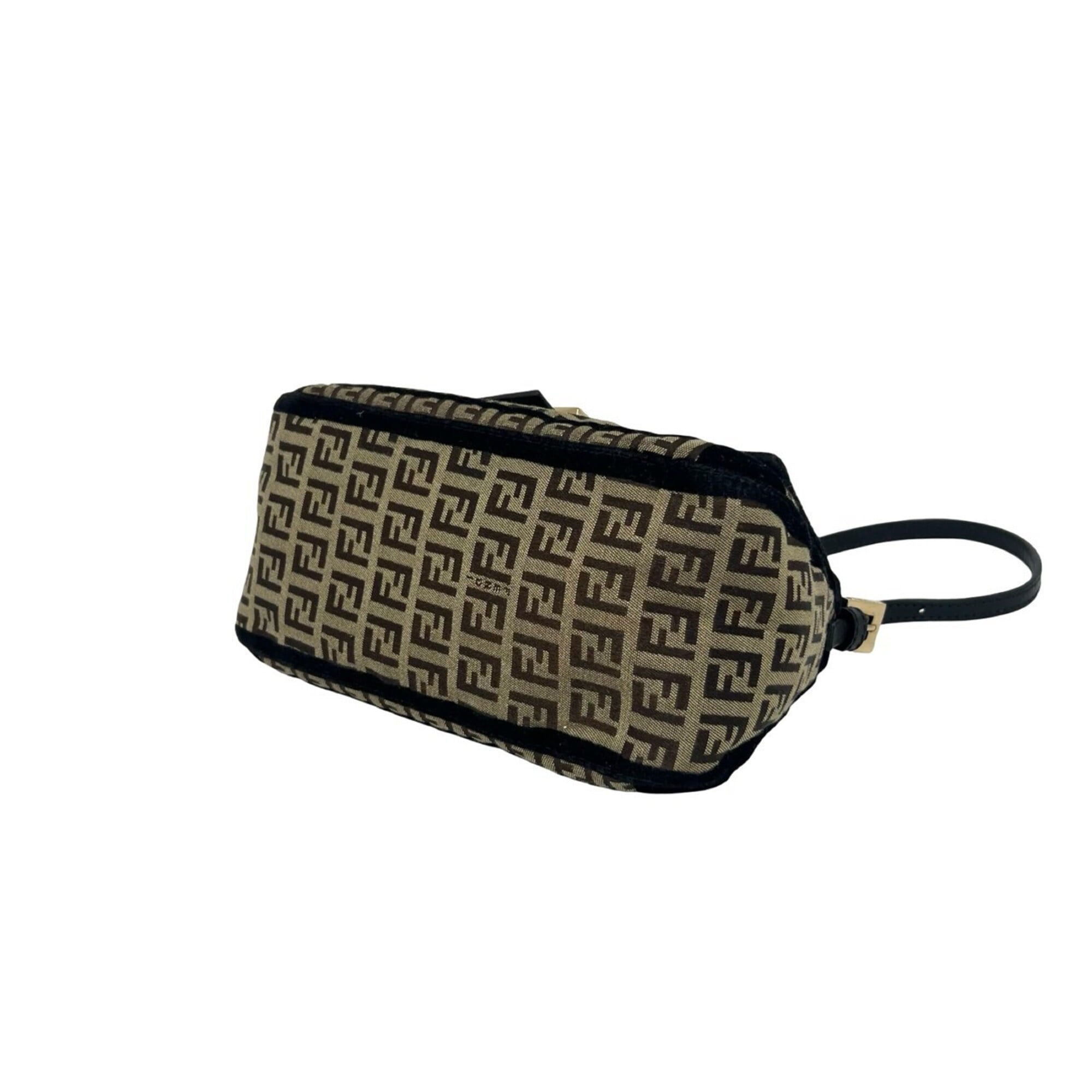 Fendi Black Brown Canvas Leather Handbag Shoulder Bag (Pre-Owned)