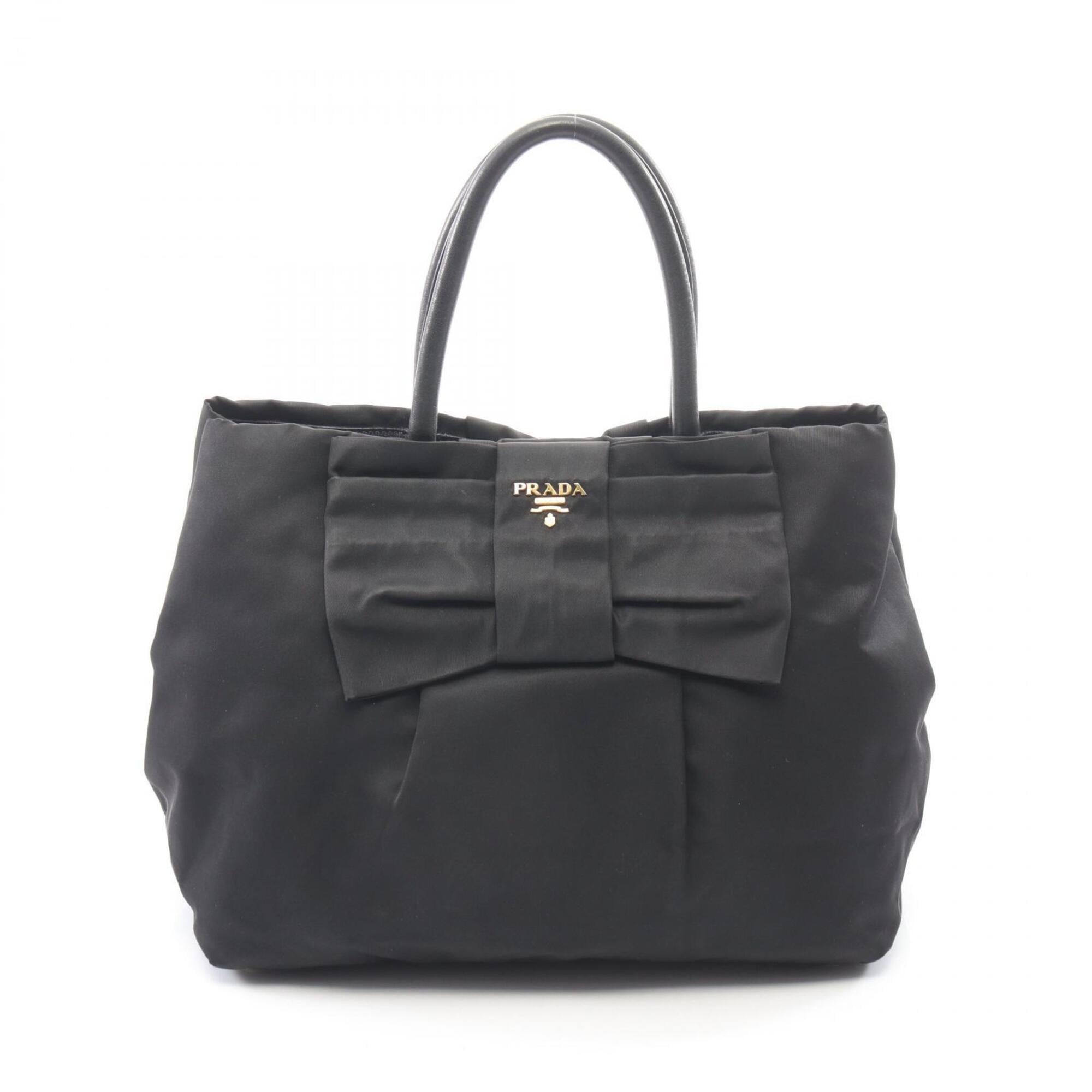 Prada Black Nylon Leather Handbag (Pre-Owned)