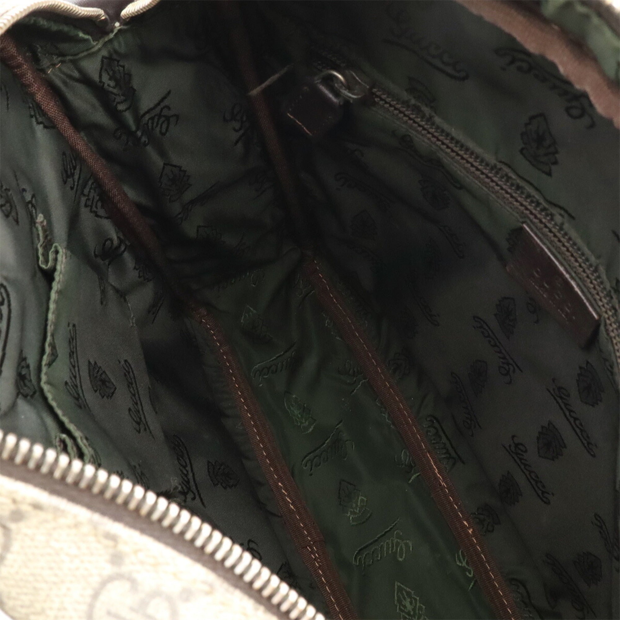 Gucci Beige Dark Brown Khaki Gg Supreme Canvas Shoulder Bag (Pre-Owned)