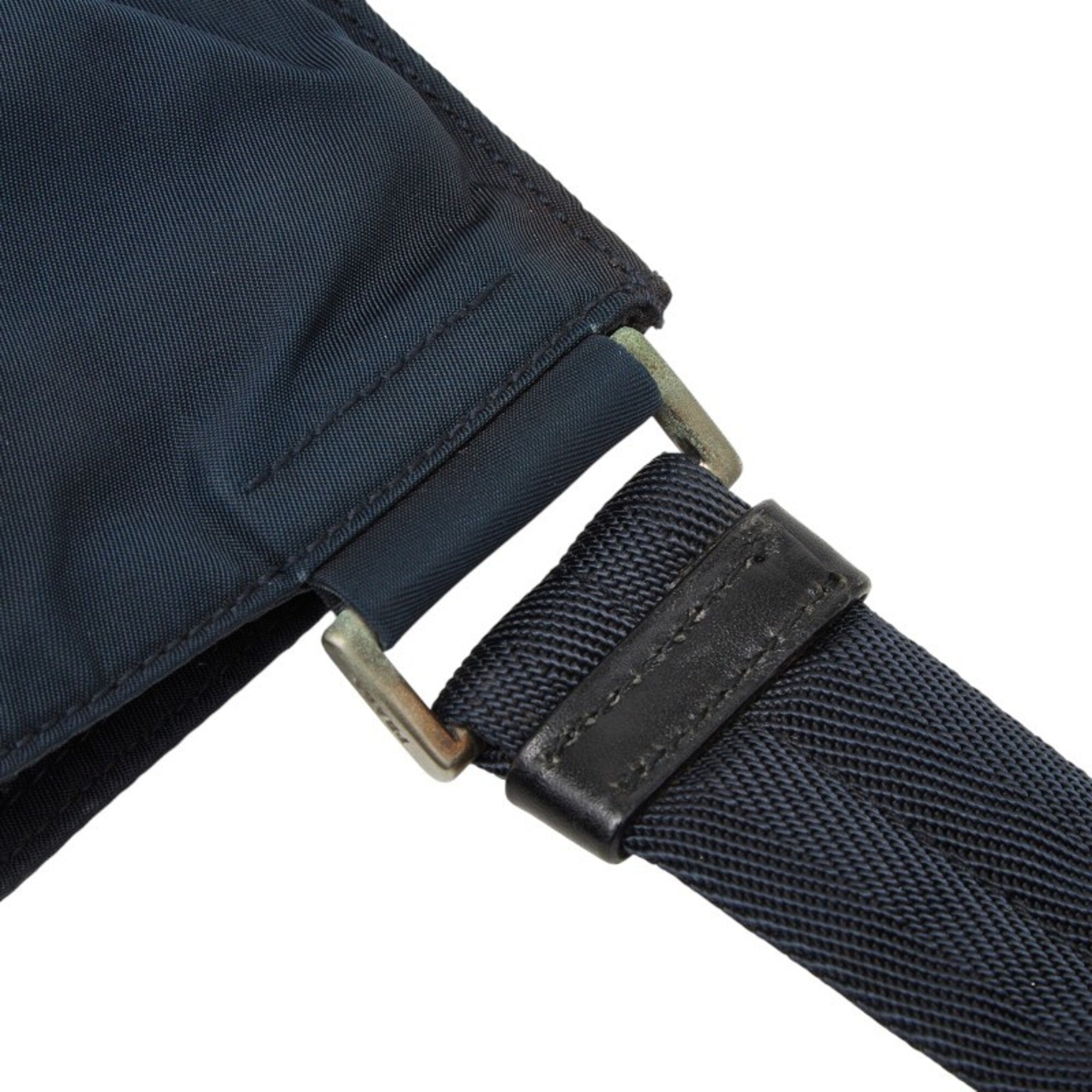 Prada Navy Nylon Leather Shoulder Bag (Pre-Owned)