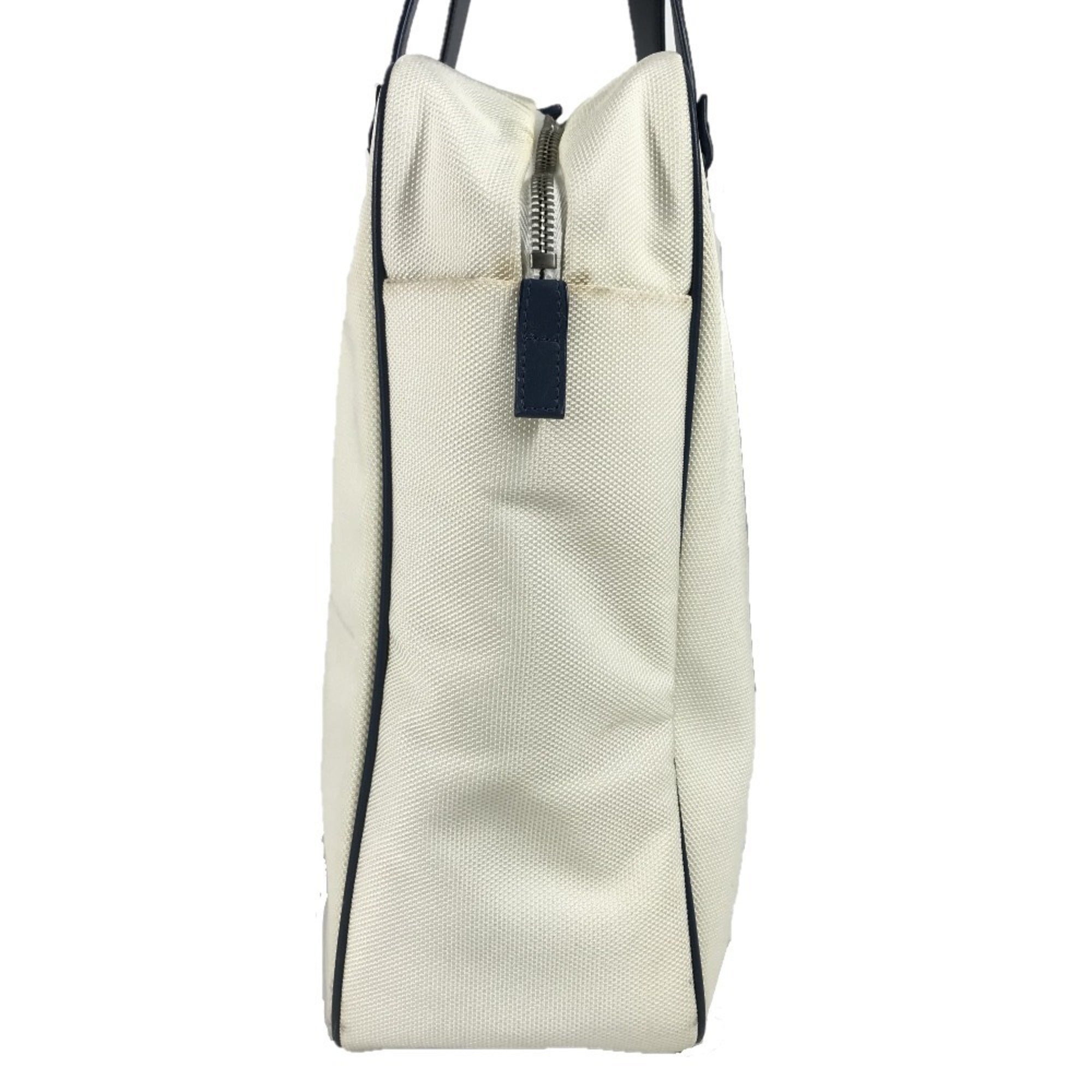 Chanel Blue White Leather Canvas Shoulder Bag Tote Bag (Pre-Owned)