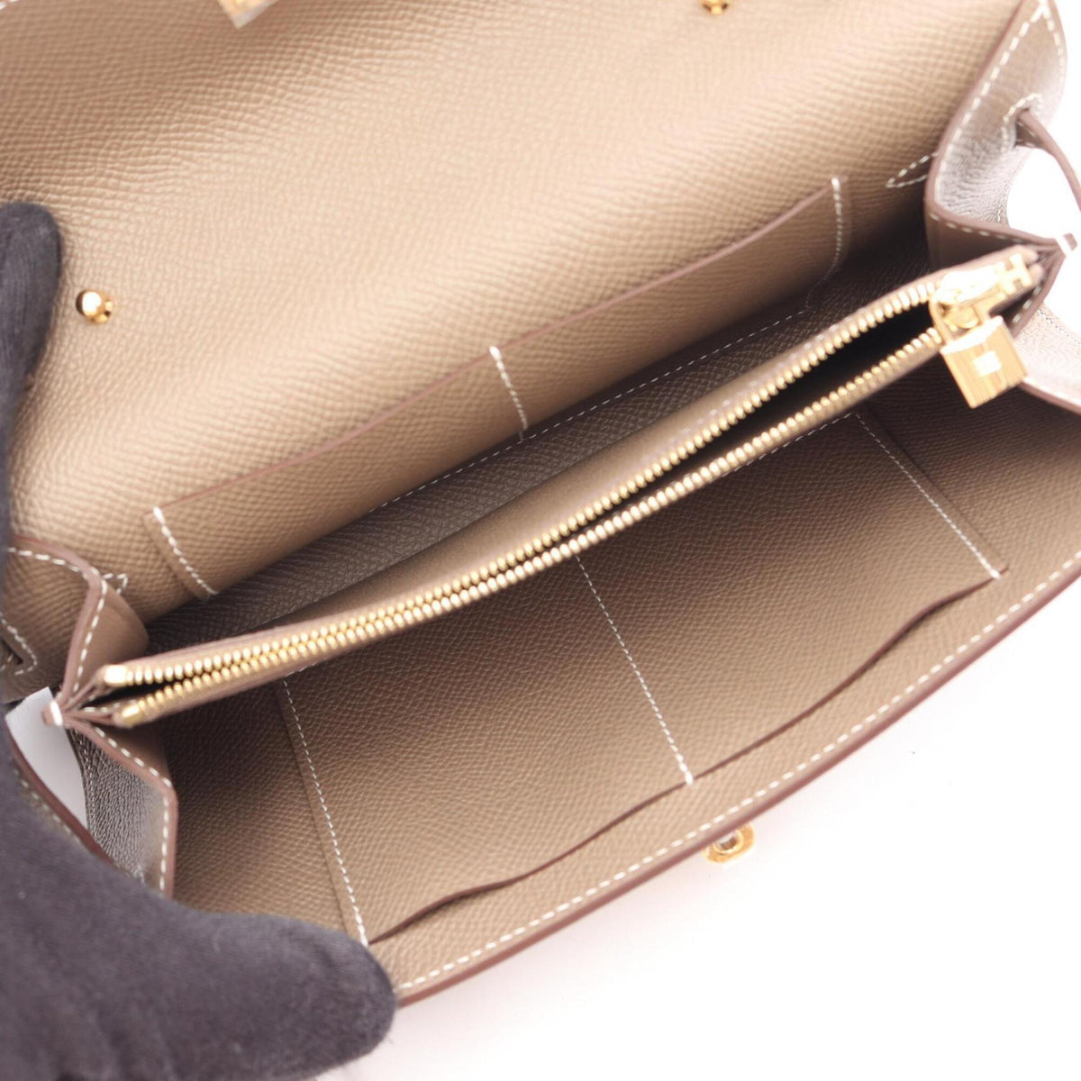 Hermes Etoupe Gray Gray Epsom Leather Handbag Shoulder Bag (Pre-Owned)