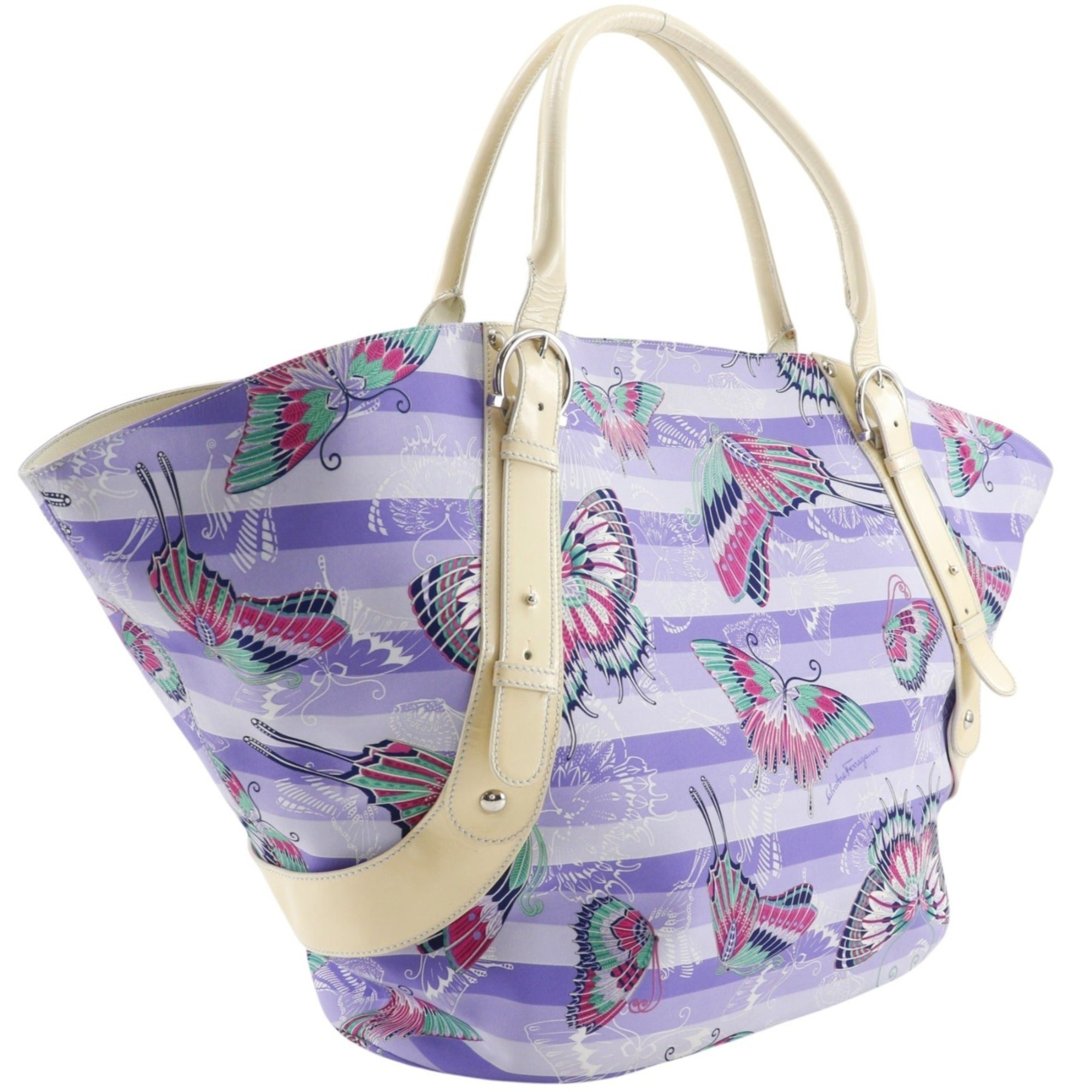 Salvatore Ferragamo Gancini Purple Nylon Tote Bag (Pre-Owned)