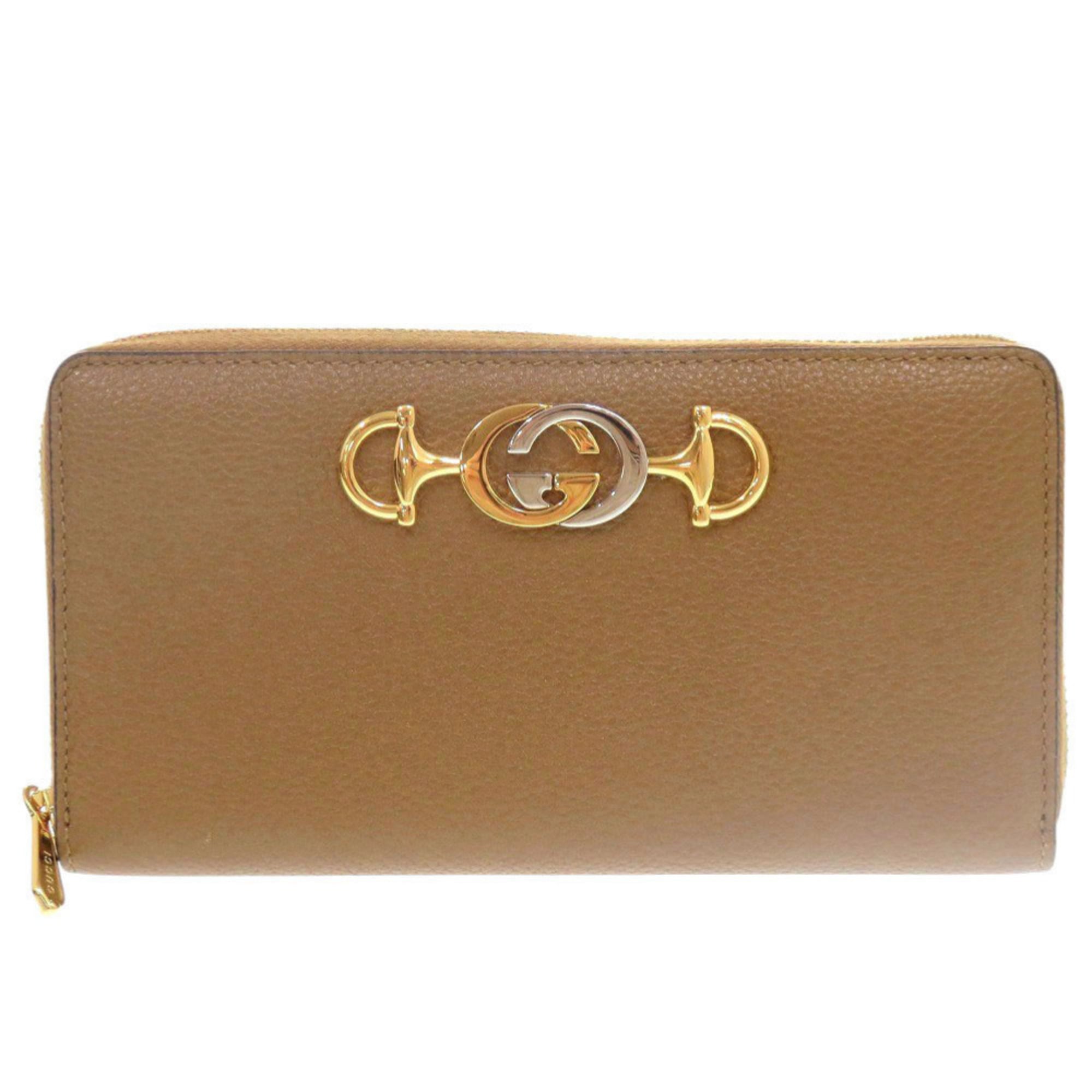 Gucci Brown Leather Long Wallet (Bi-Fold) (Pre-Owned)