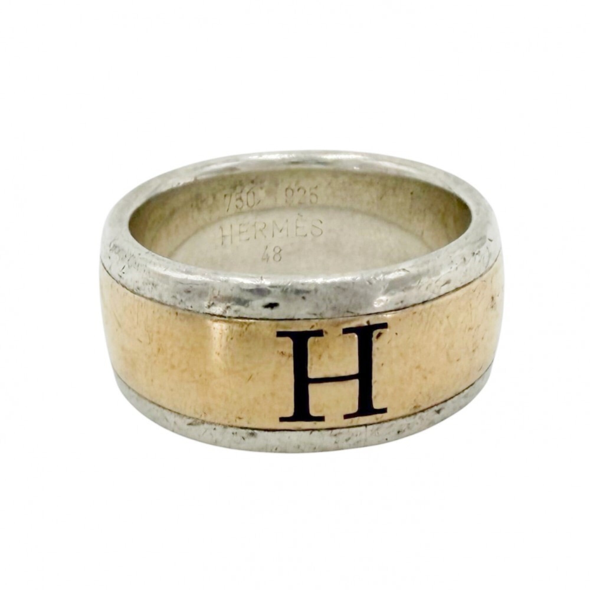Hermes Yellow Gold (18K) Silver 925 Band Ring (Pre-Owned)