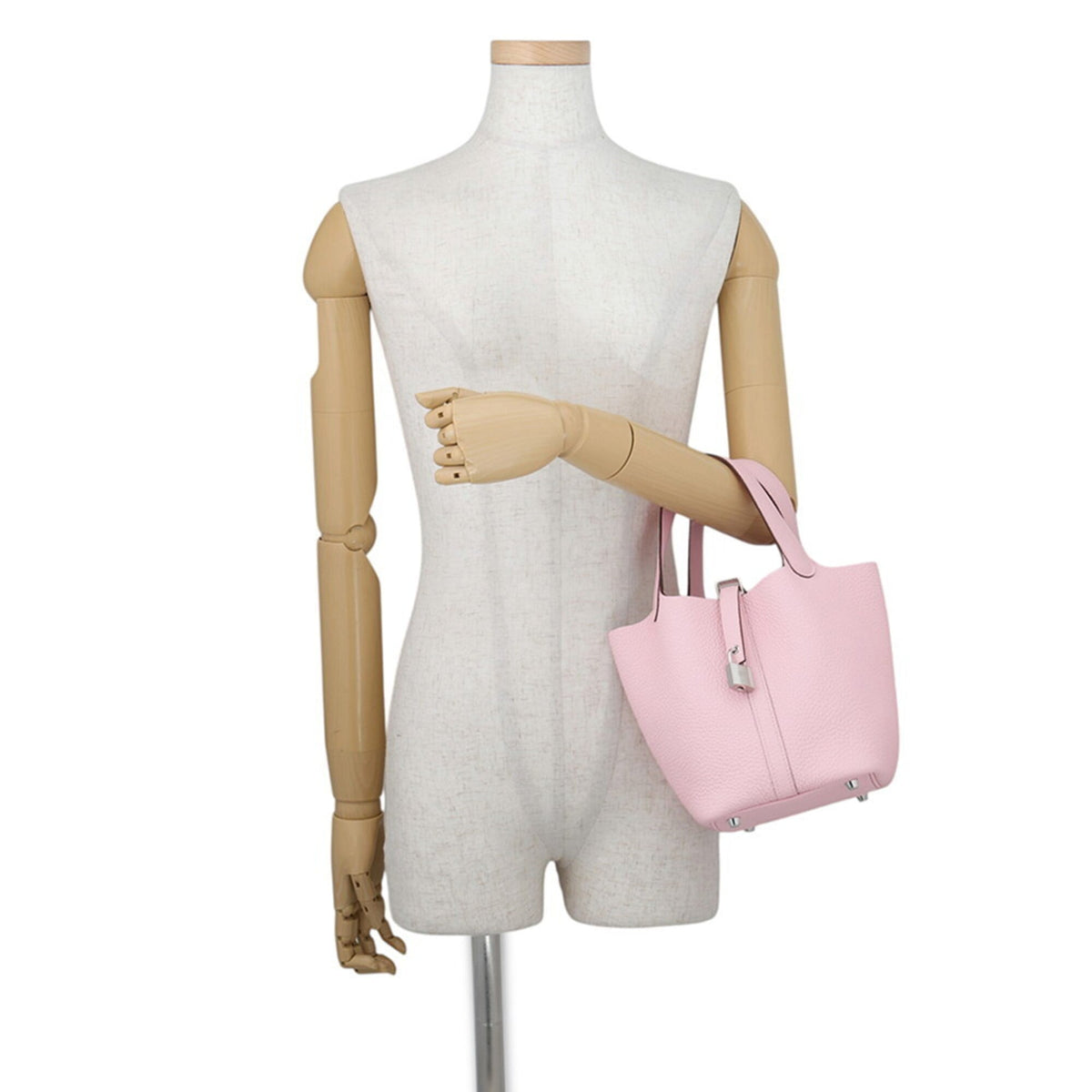 Hermes Picotin Rose Sakura Taurillon Clemence Leather Handbag (Pre-Owned)