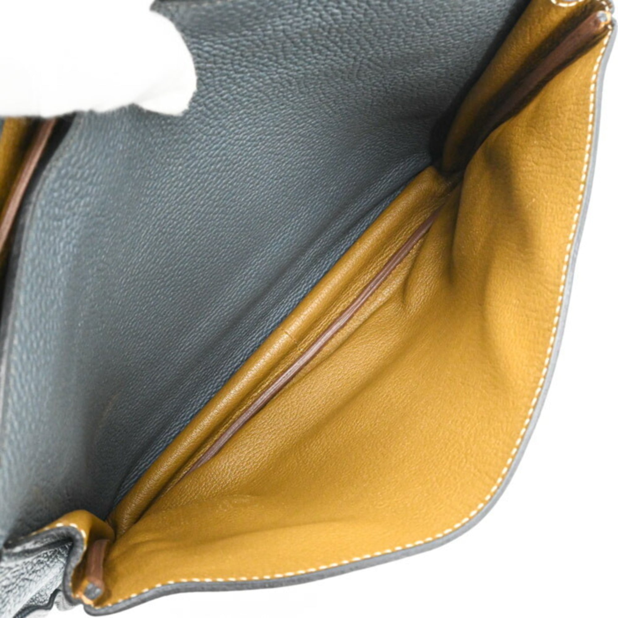 Hermes Blue Brown Taurillon Clemence Leather Leather Shoulder Bag (Pre-Owned)