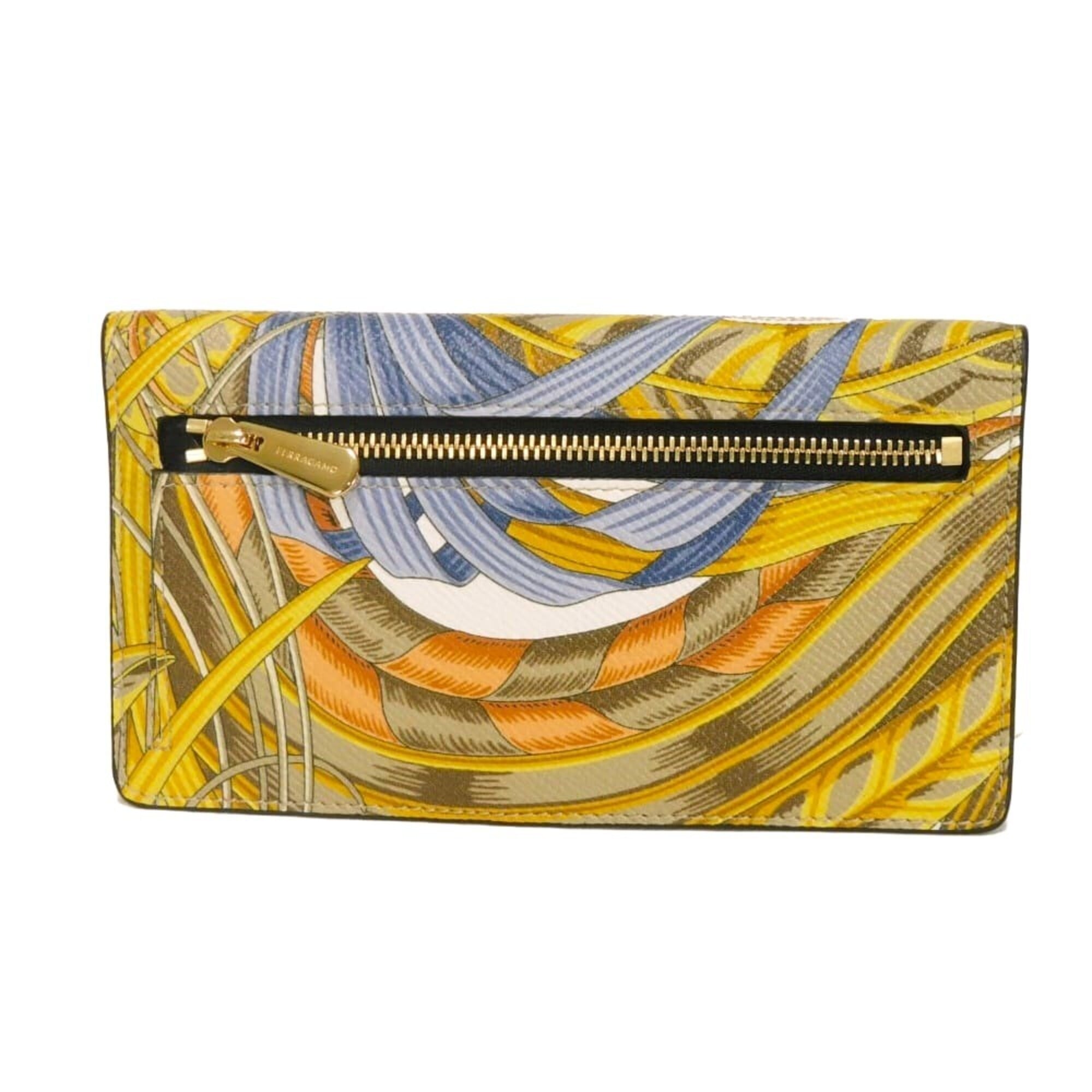 Salvatore Ferragamo Multi-Color Yellow Leather Wallet (Bi-Fold) (Pre-Owned)