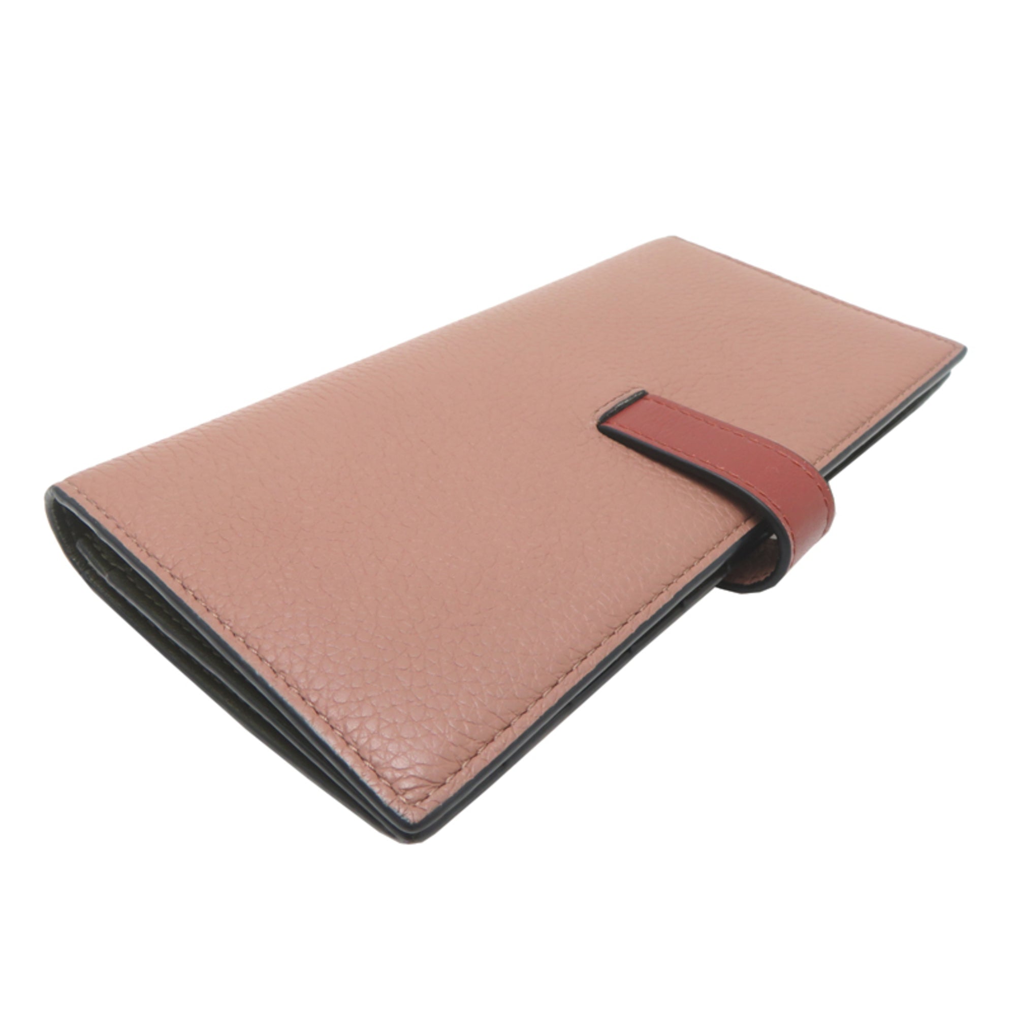 Loewe Beige Khaki Pink Leather Long Wallet (Bi-Fold) (Pre-Owned)