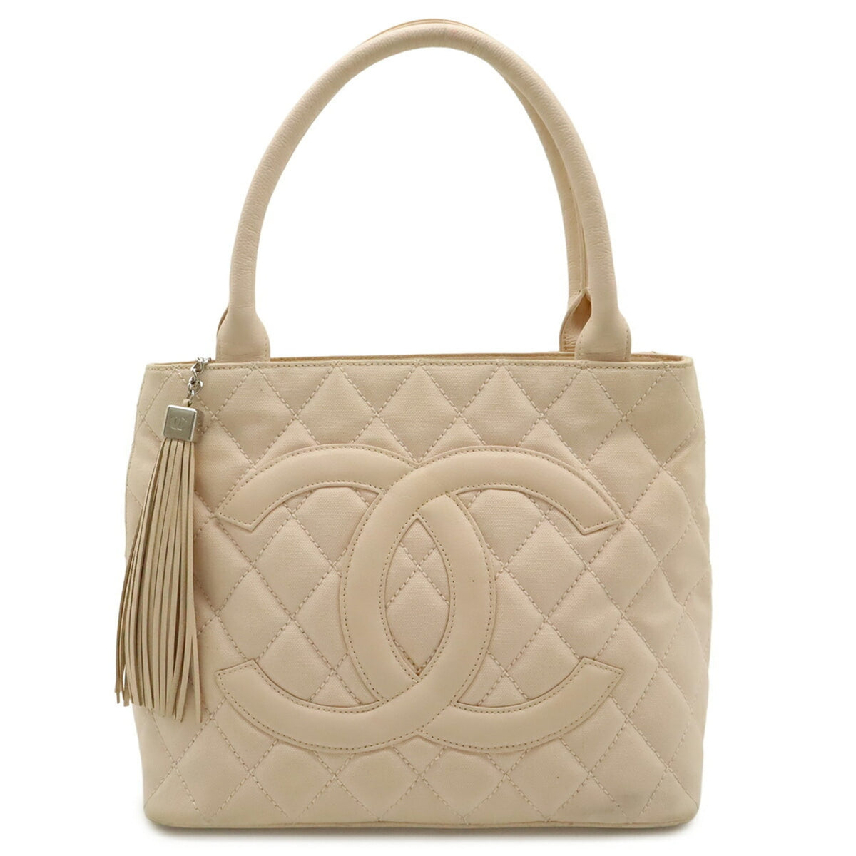 Chanel Matelasse Pink Canvas Leather Shoulder Bag Tote Bag (Pre-Owned)