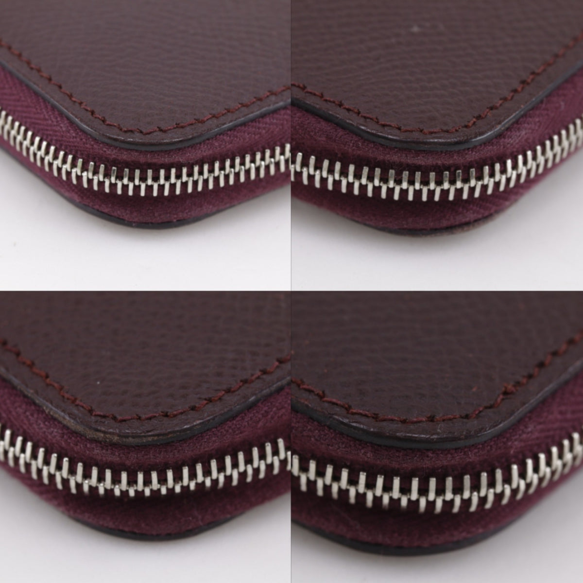 Hermes Red Color Wine Epsom Leather Long Wallet (Bi-Fold) (Pre-Owned)