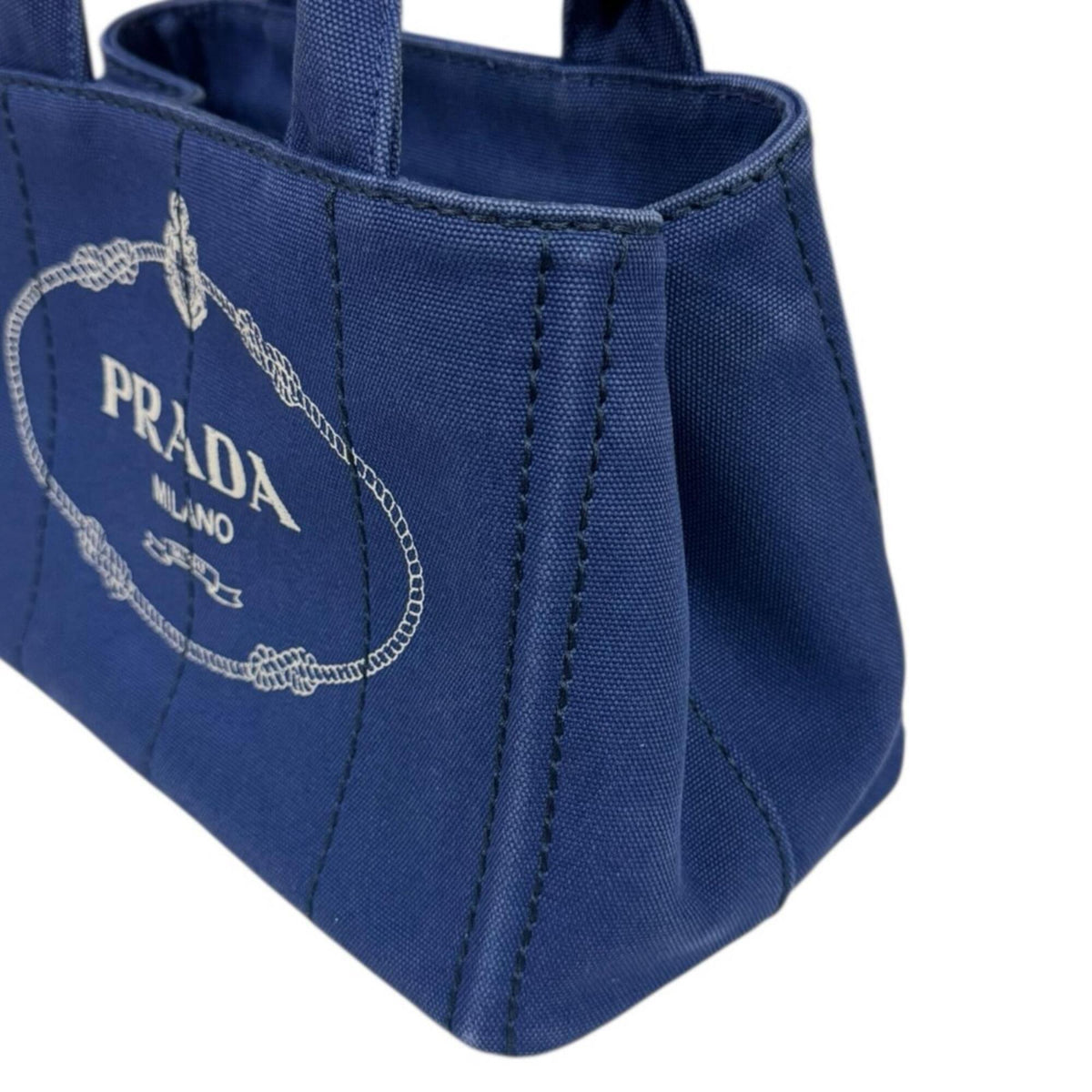 Prada Blue Canvas Shoulder Bag (Pre-Owned)