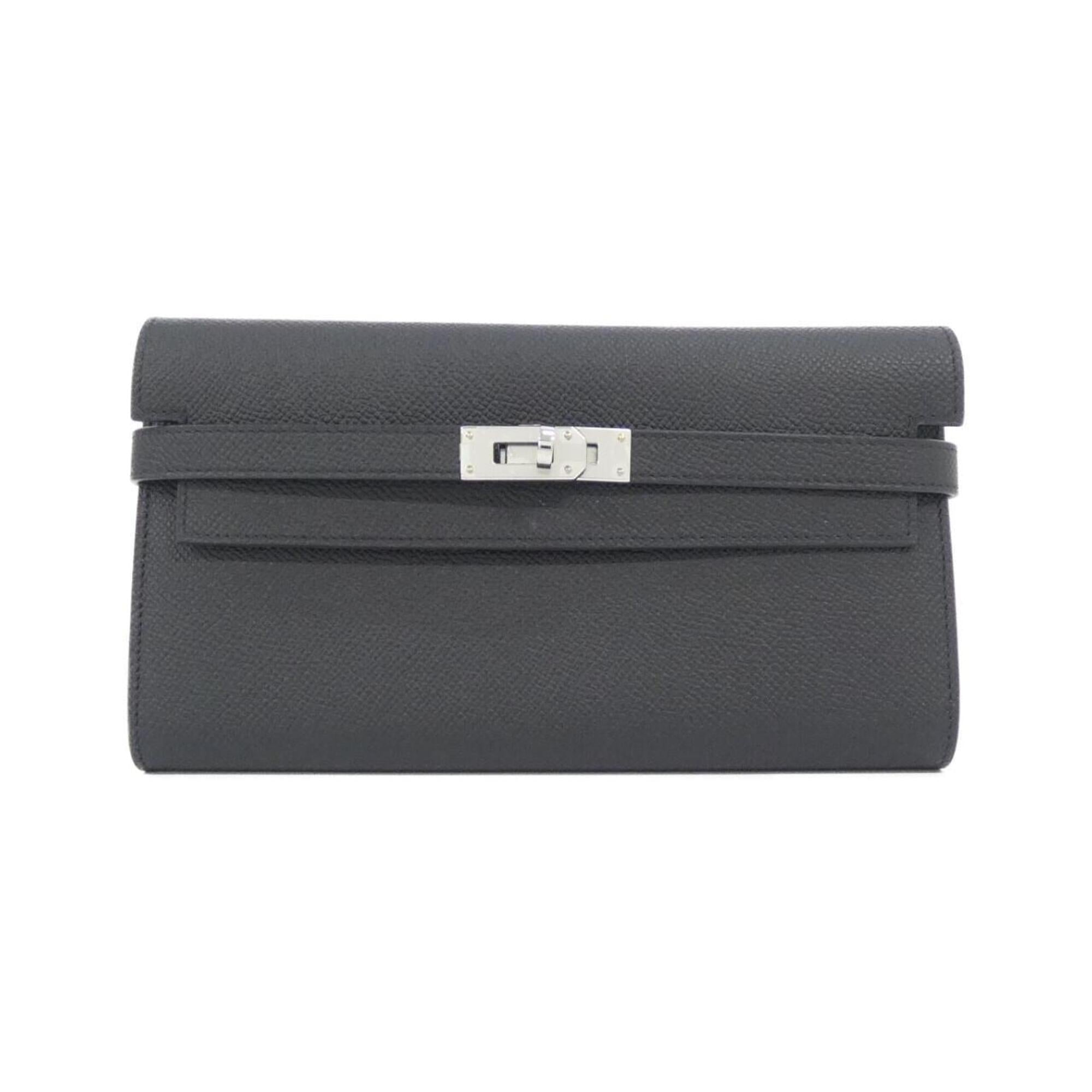 Hermes Kelly Black Epsom Leather Long Wallet (Bi-Fold) (Pre-Owned)