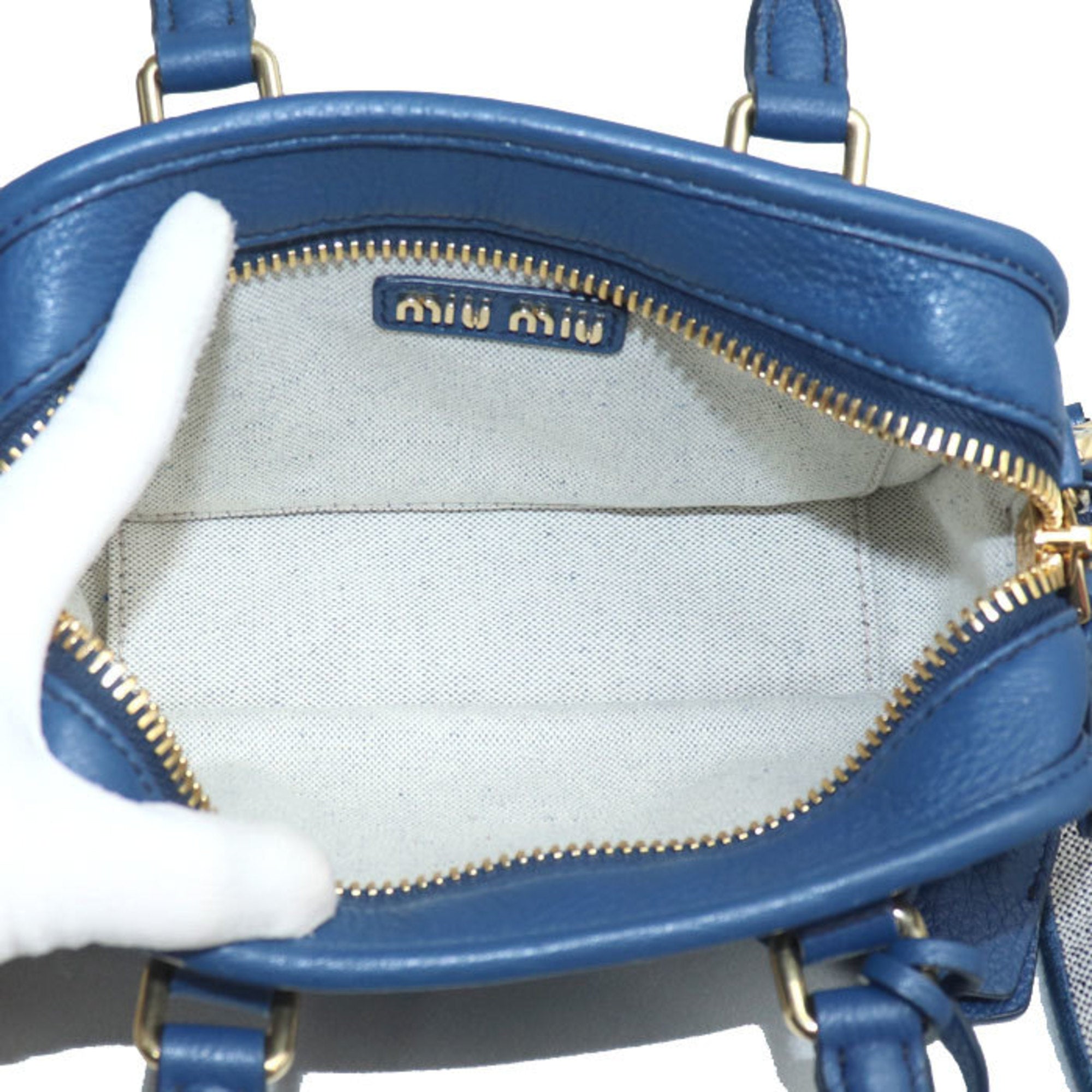Miu Miu Blue Leather Shoulder Bag (Pre-Owned)