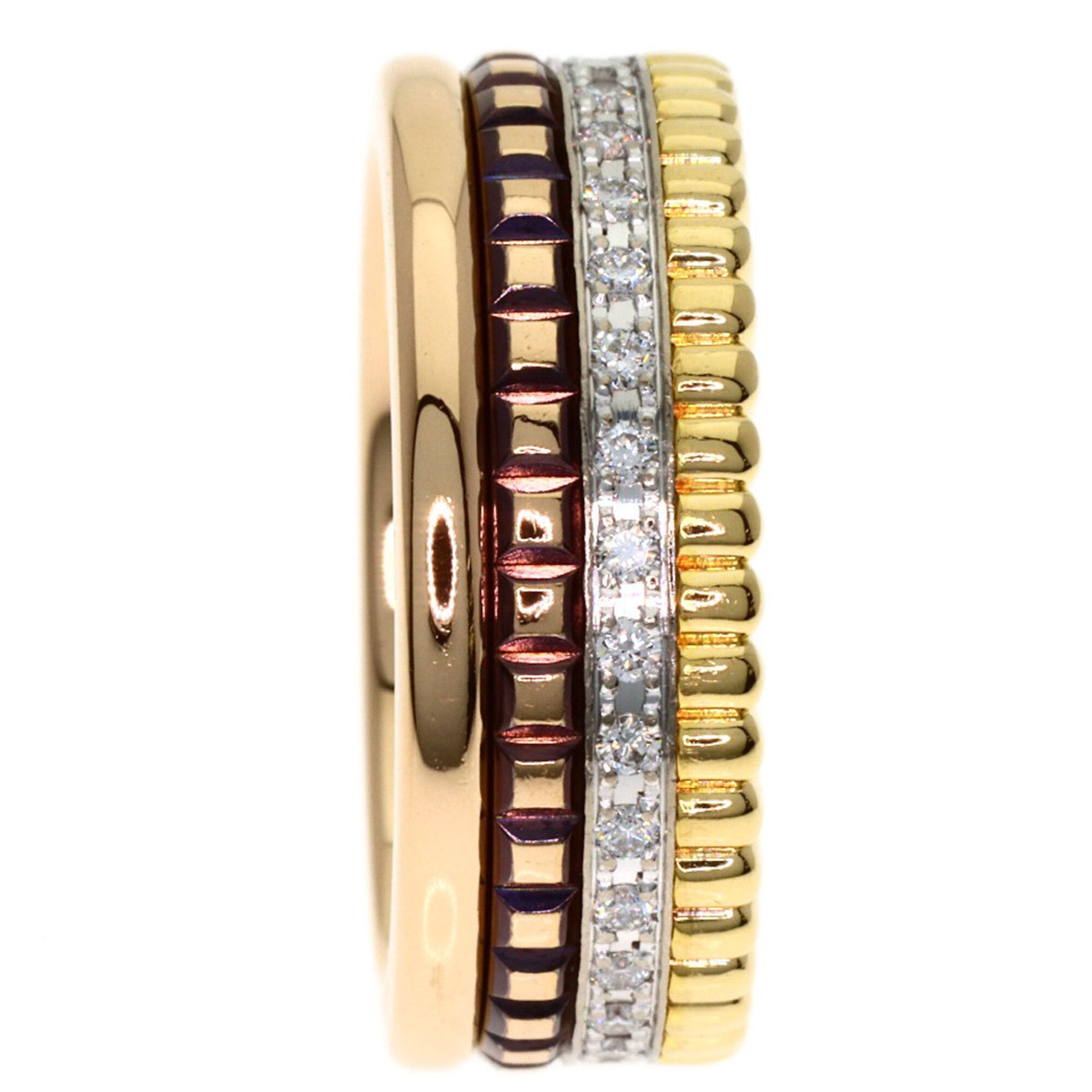 Boucheron Pink Gold White Gold Yellow Gold Yellow Gold (18K) Pink Gold (18K) White Gold (18K) Band Ring (Pre-Owned)