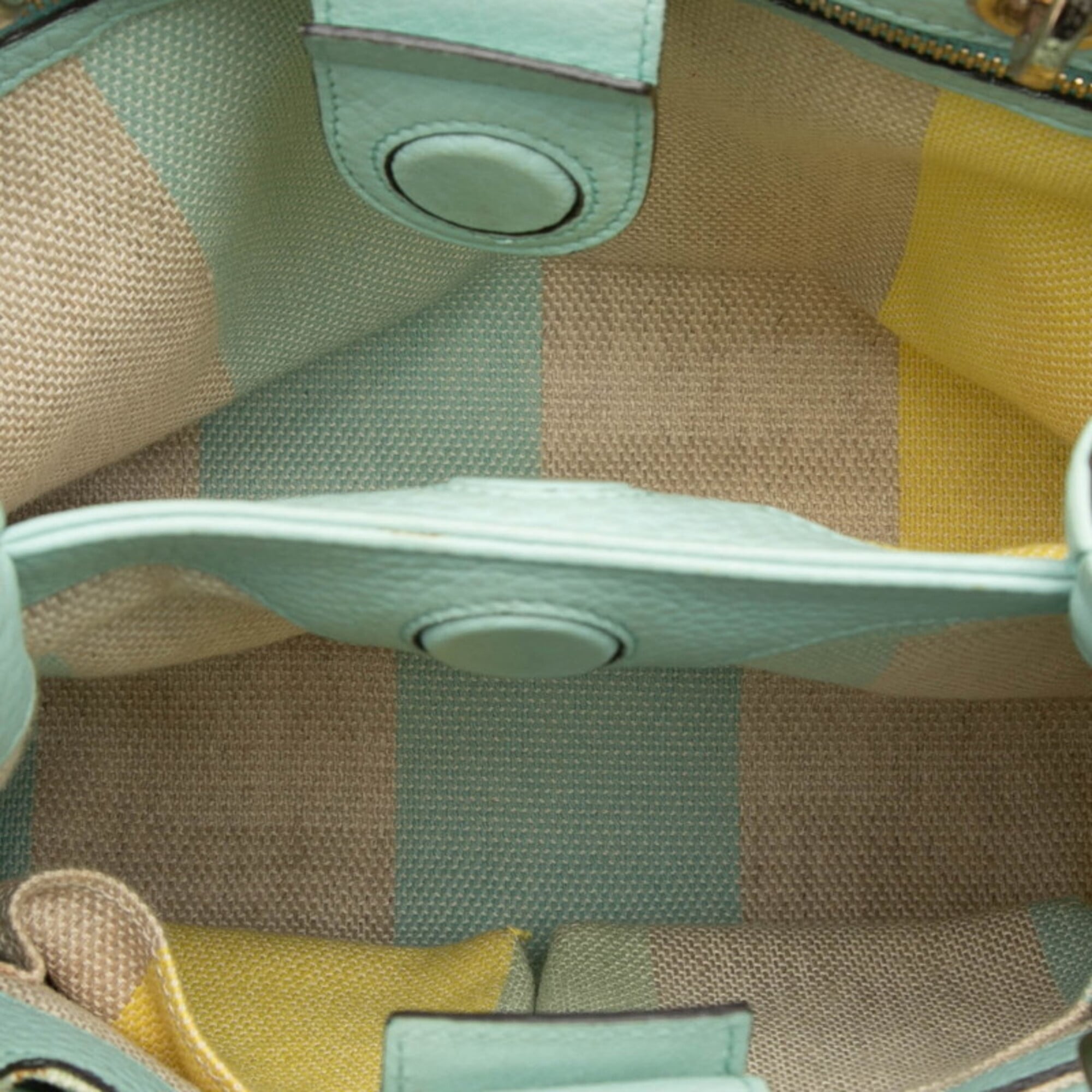 Gucci Beige Green Straw Leather Handbag Shoulder Bag (Pre-Owned)