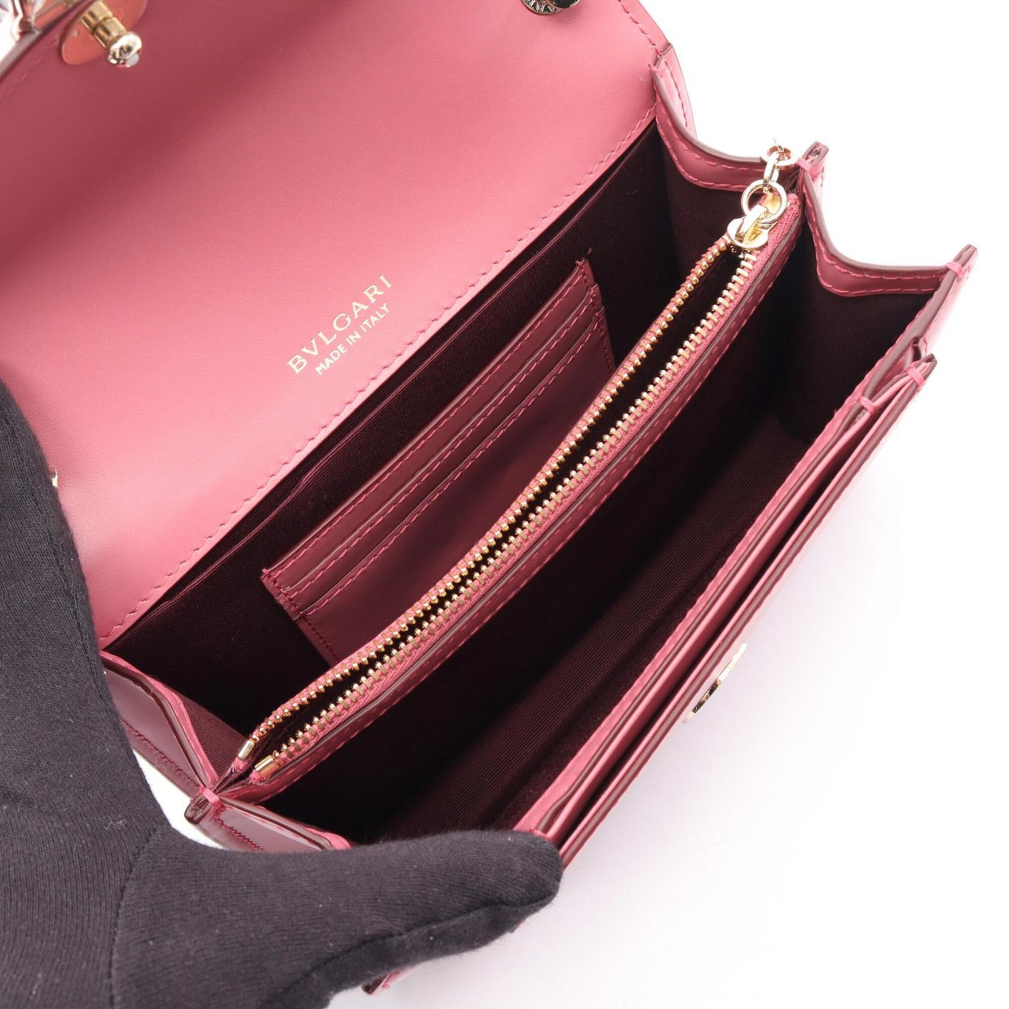 Bvlgari Pink Leather Handbag Shoulder Bag (Pre-Owned)