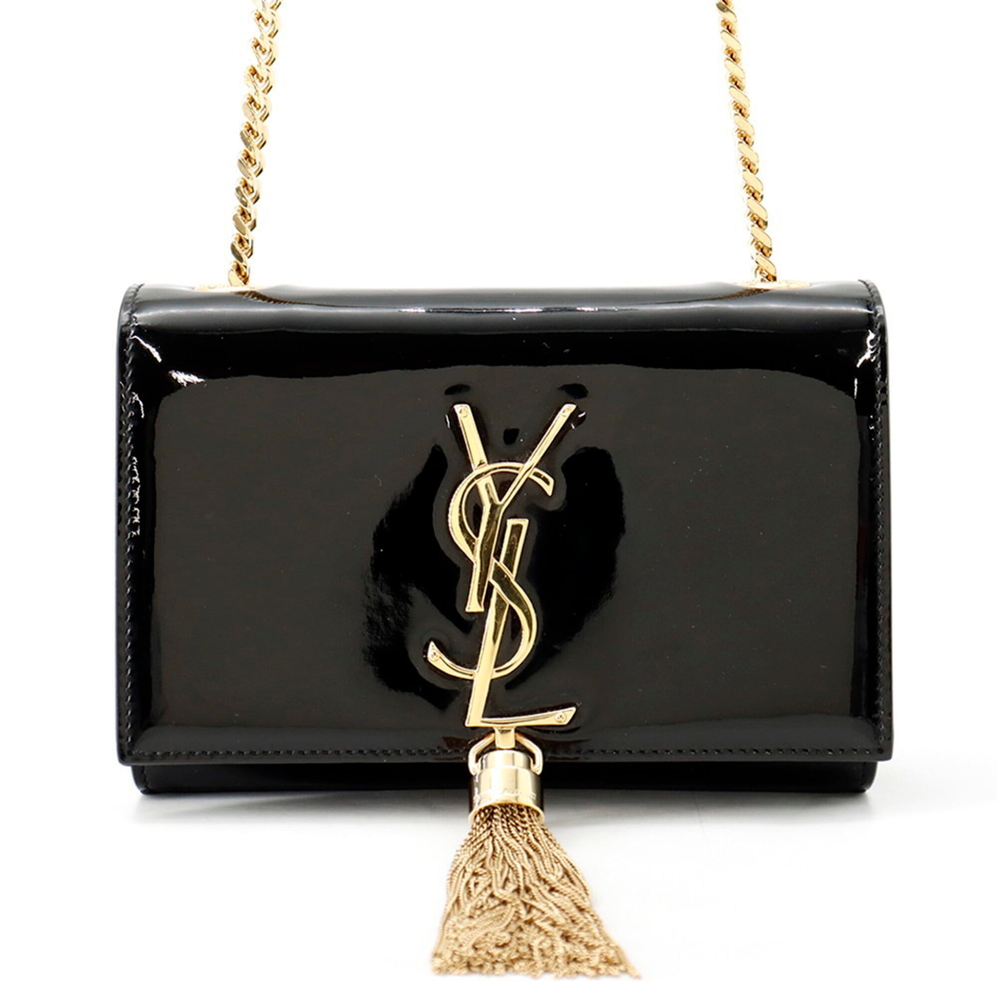 Yves Saint Laurent Black Patent Leather Handbag Shoulder Bag (Pre-Owned)