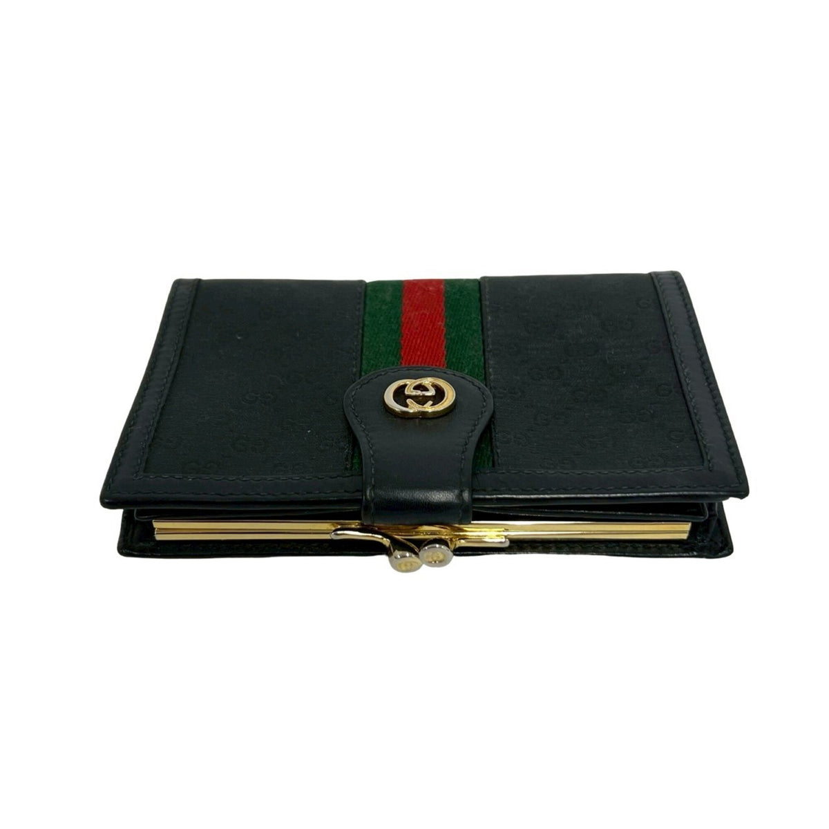 Gucci Black Green Red Color Pvc Leather Wallet (Bi-Fold) (Pre-Owned)