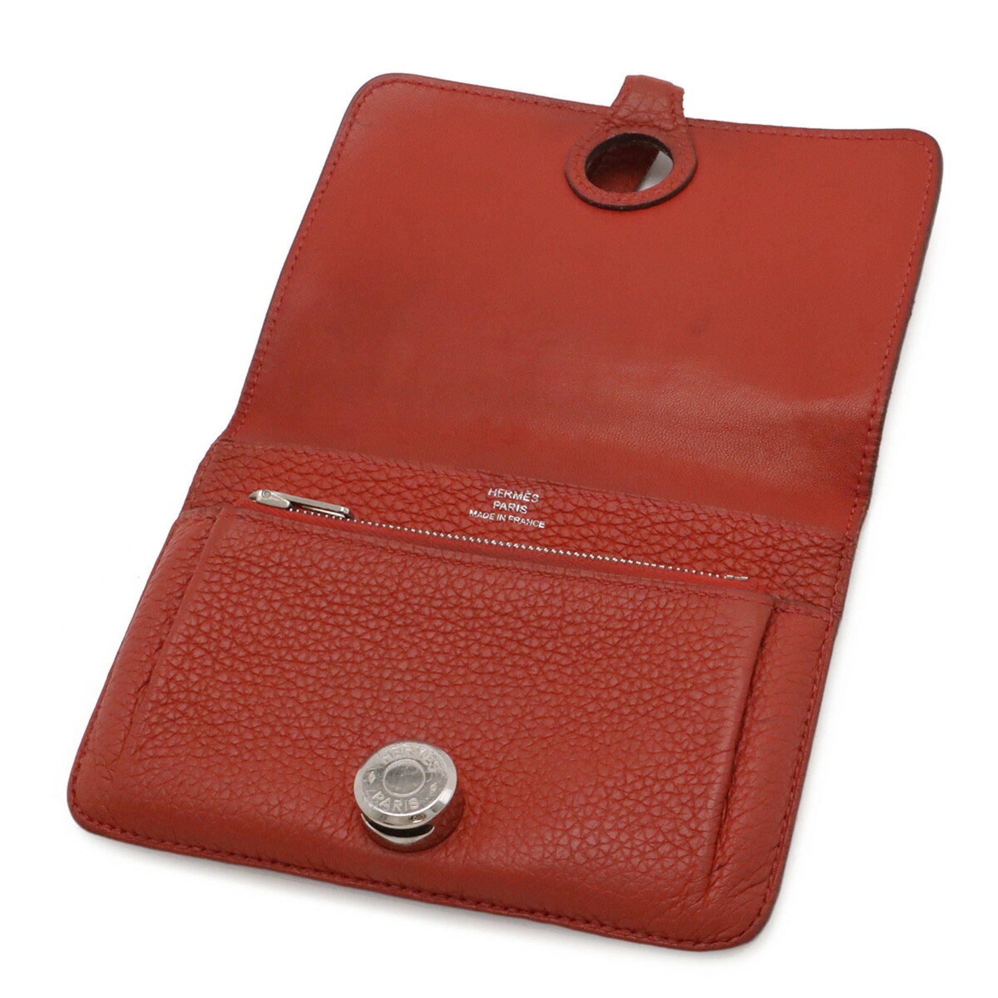 Hermes Red Color Red Brown Togo Leather Coin Purse/Coin Case (Pre-Owned)
