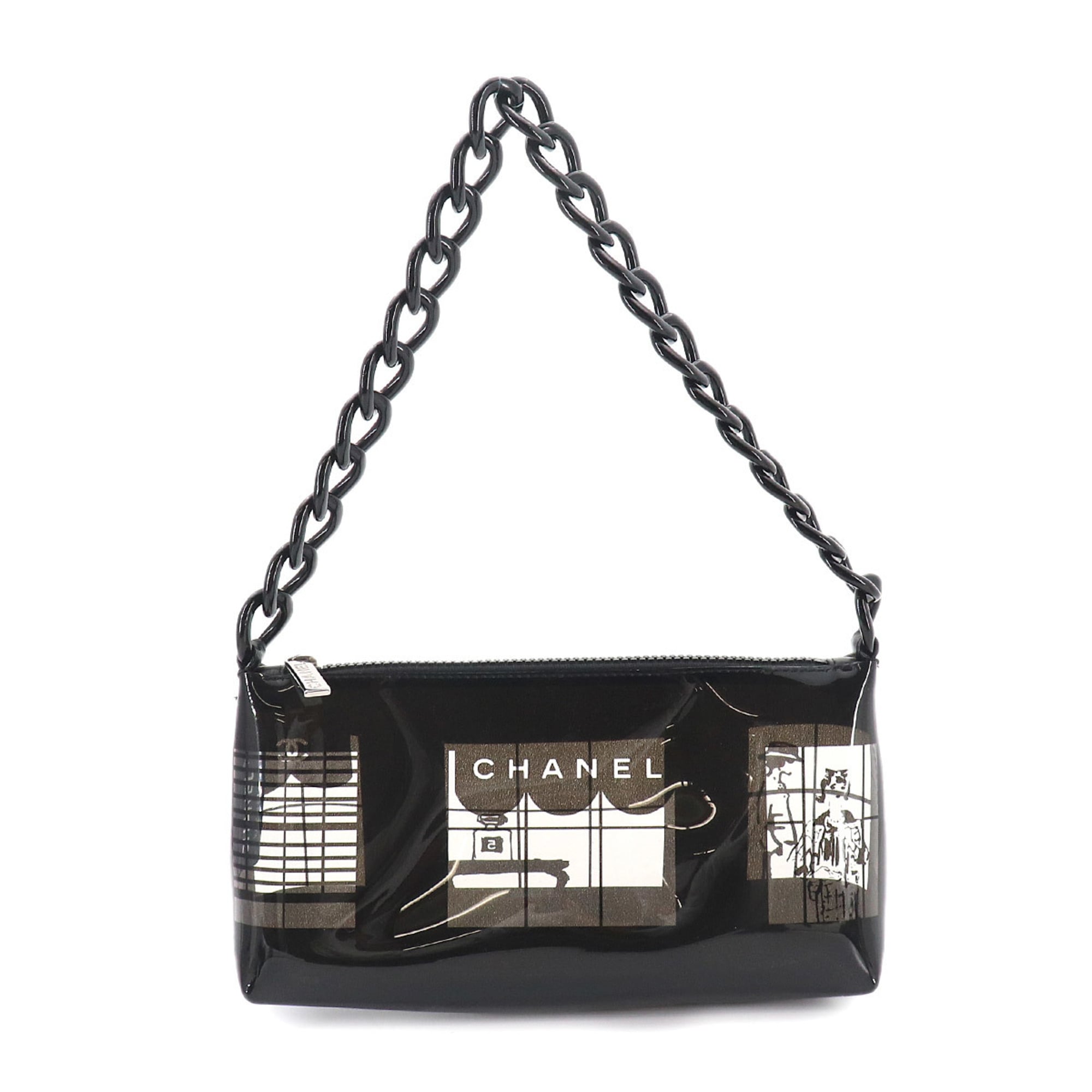 Chanel Black Clear Vinyl Shoulder Bag (Pre-Owned)