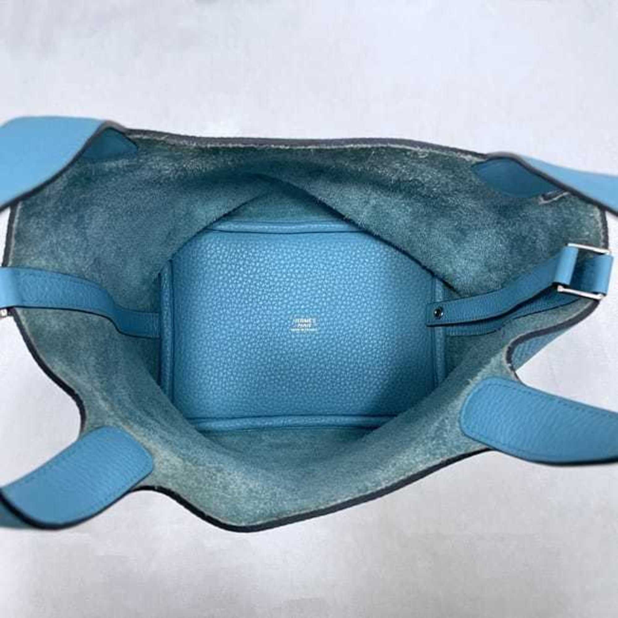 Hermes Blue Jean Light Blue Leather Taurillon Clemence Leather Handbag (Pre-Owned)