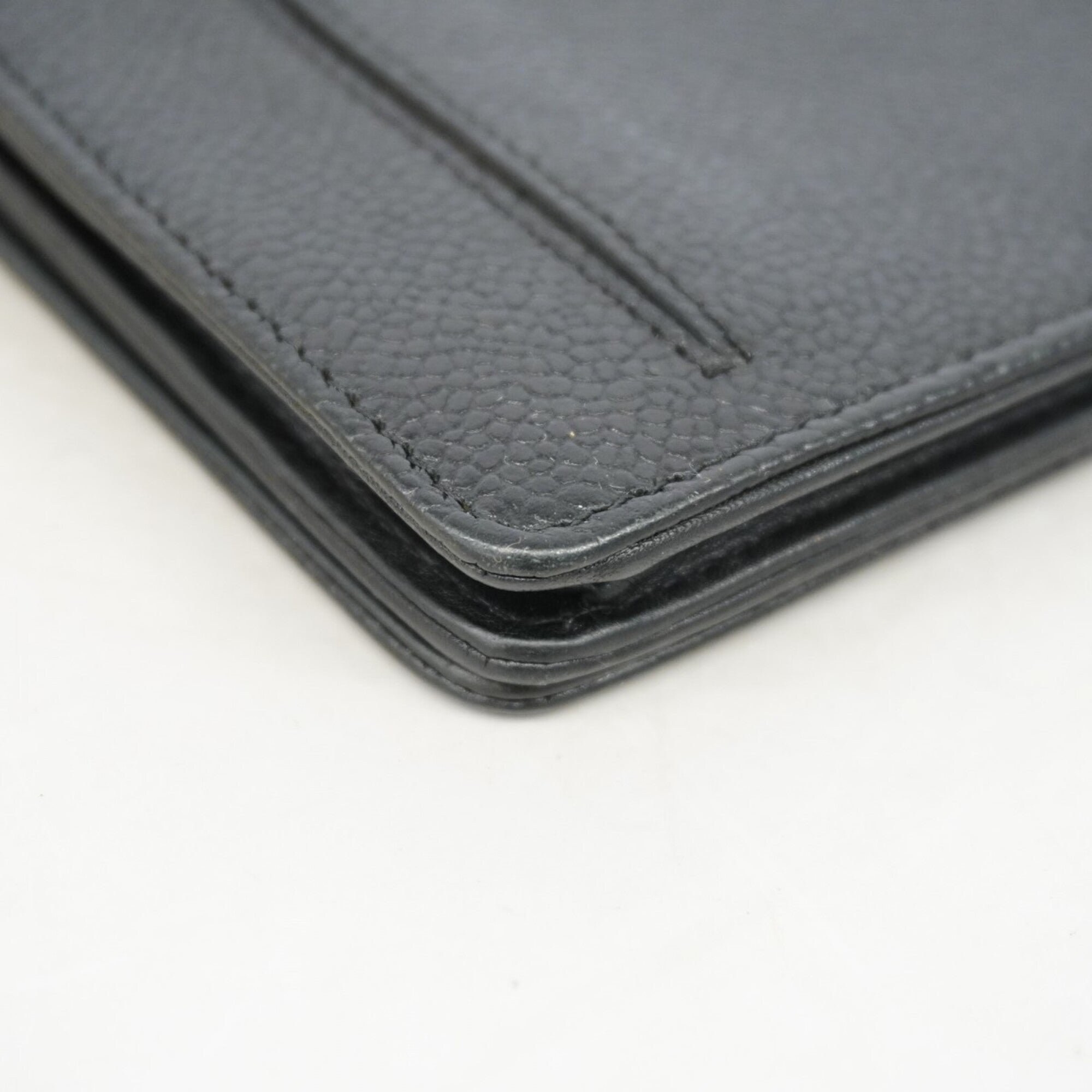 Chanel Black Grained Calfskin Chain/Shoulder Wallet (Pre-Owned)