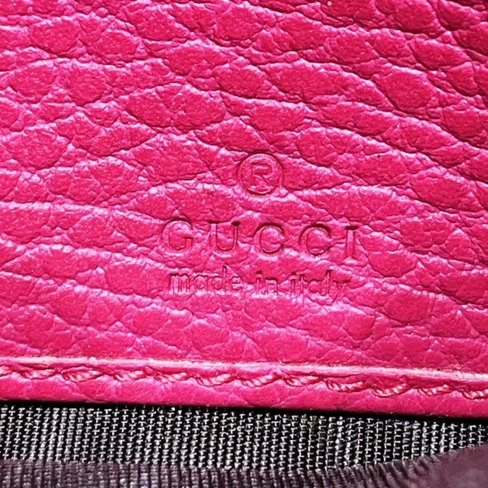 Gucci Pink Leather Long Wallet (Bi-Fold) (Pre-Owned)