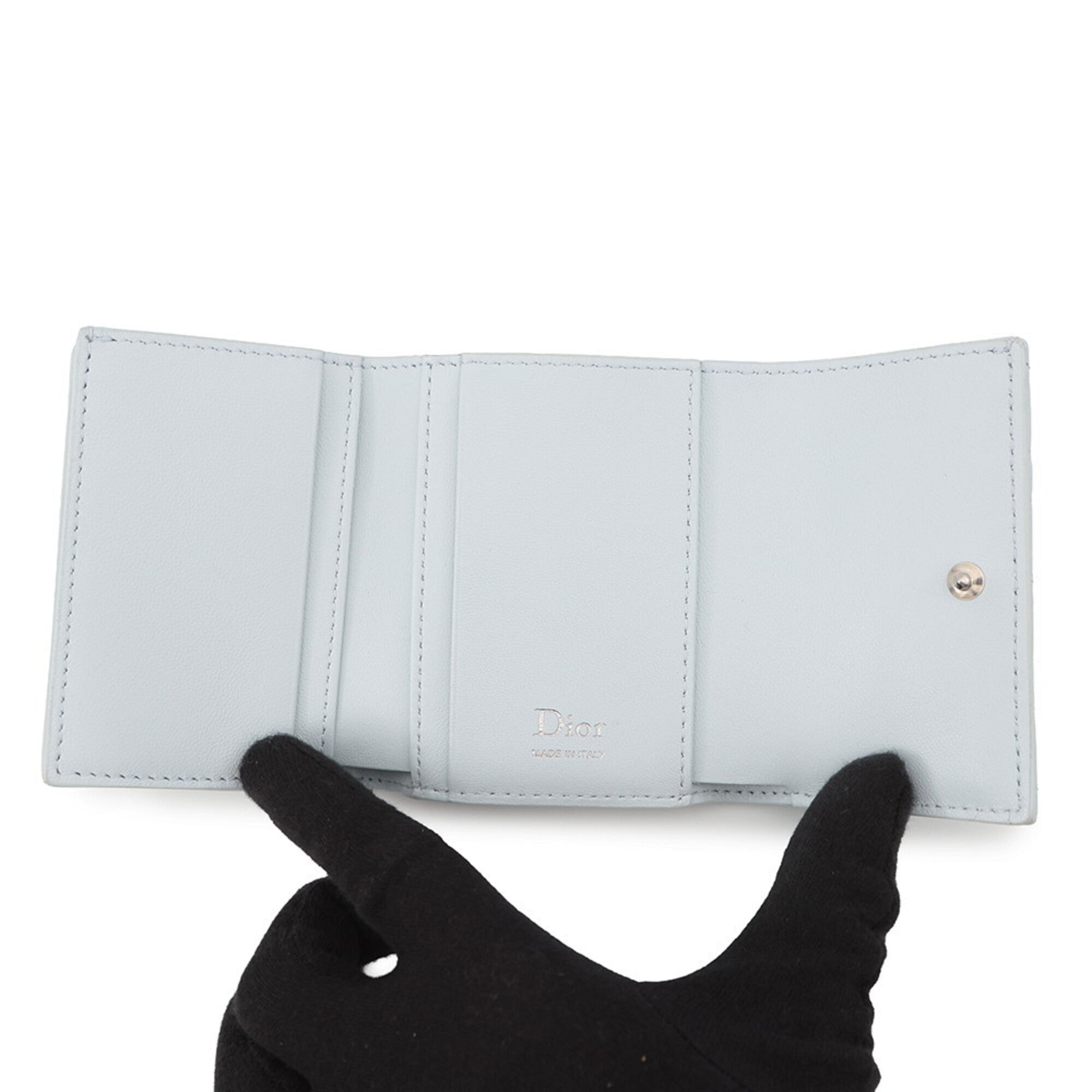 Christian Dior Light Blue Leather Wallet (Tri-Fold) (Pre-Owned)