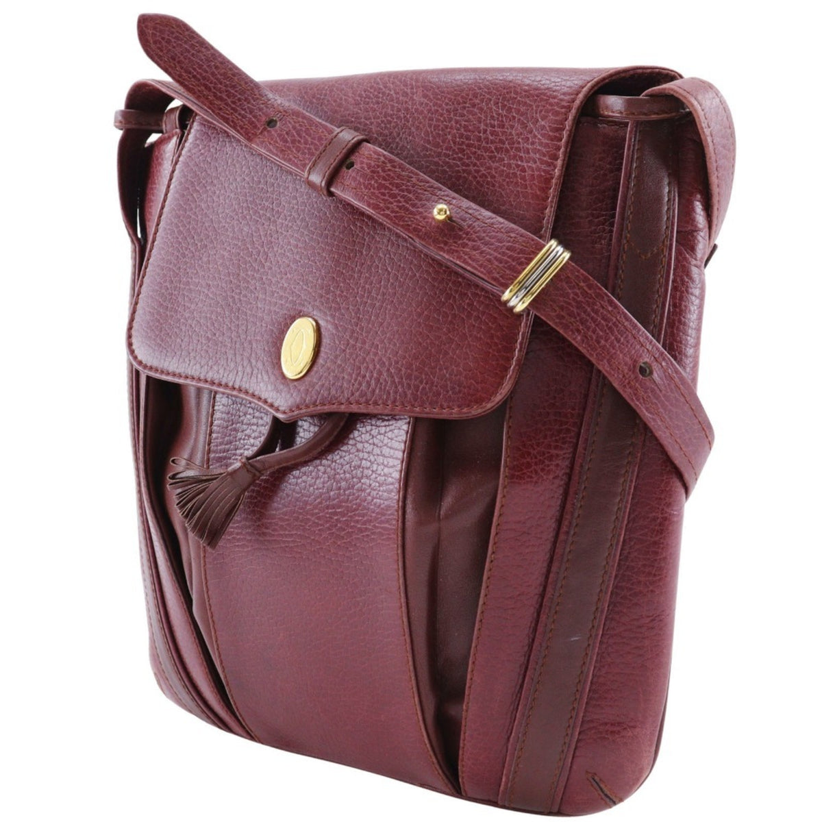 Cartier Bordeaux Leather Shoulder Bag (Pre-Owned)