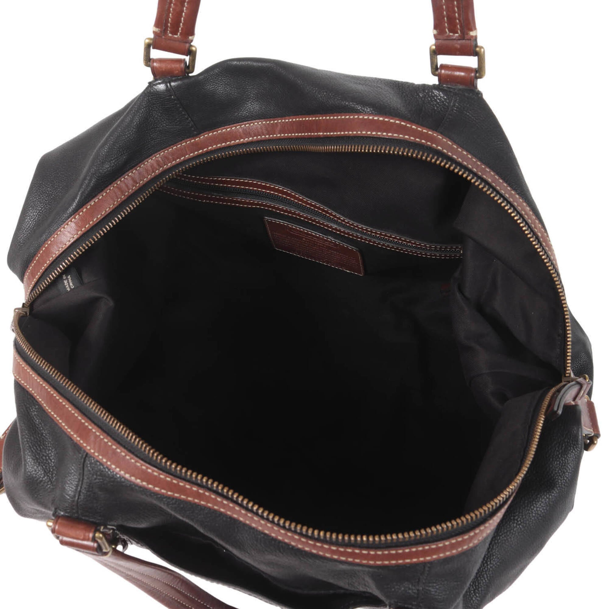 Coach Black Brown Leather Tote Bag (Pre-Owned)