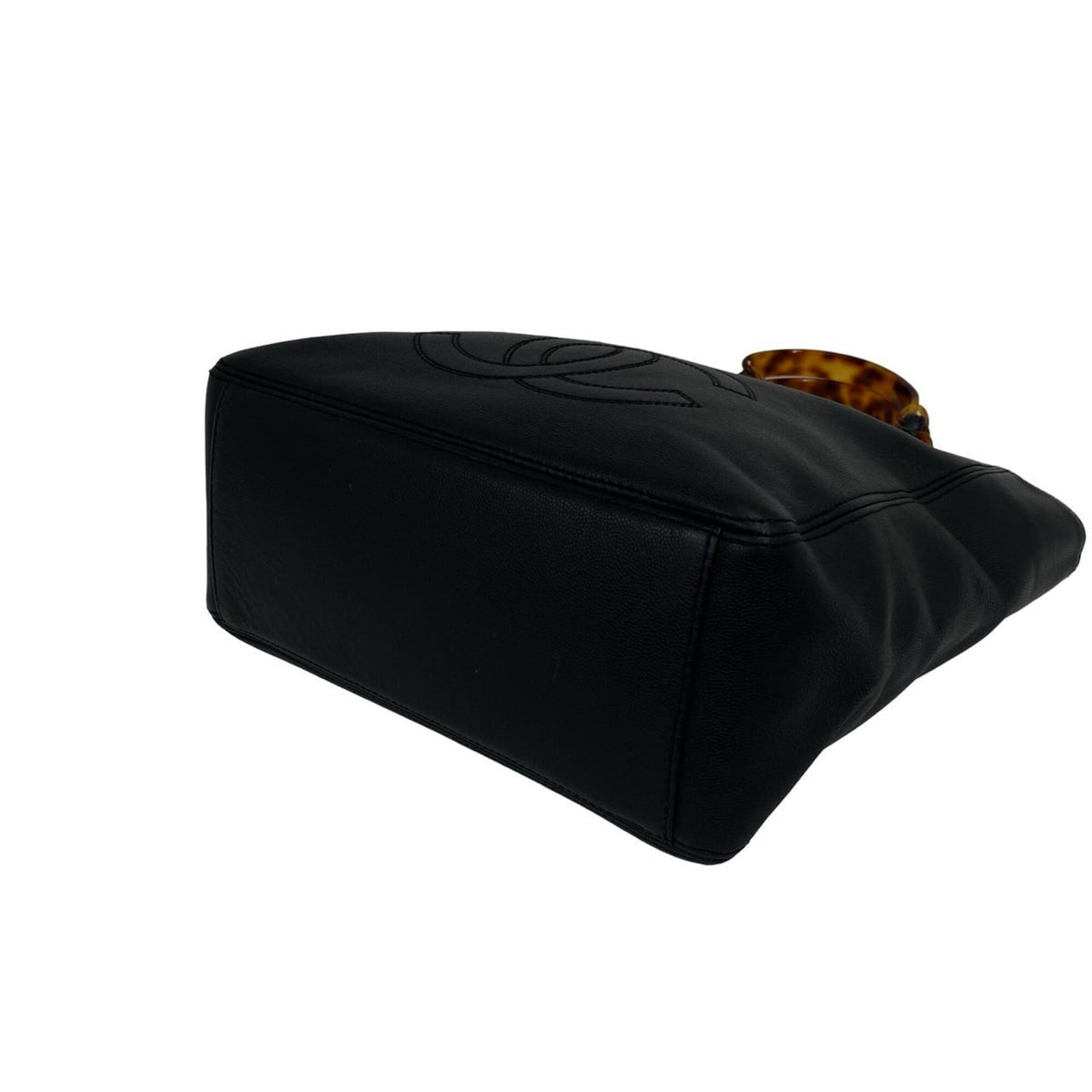 Chanel Black Brown Grained Calfskin Plastic Handbag (Pre-Owned)