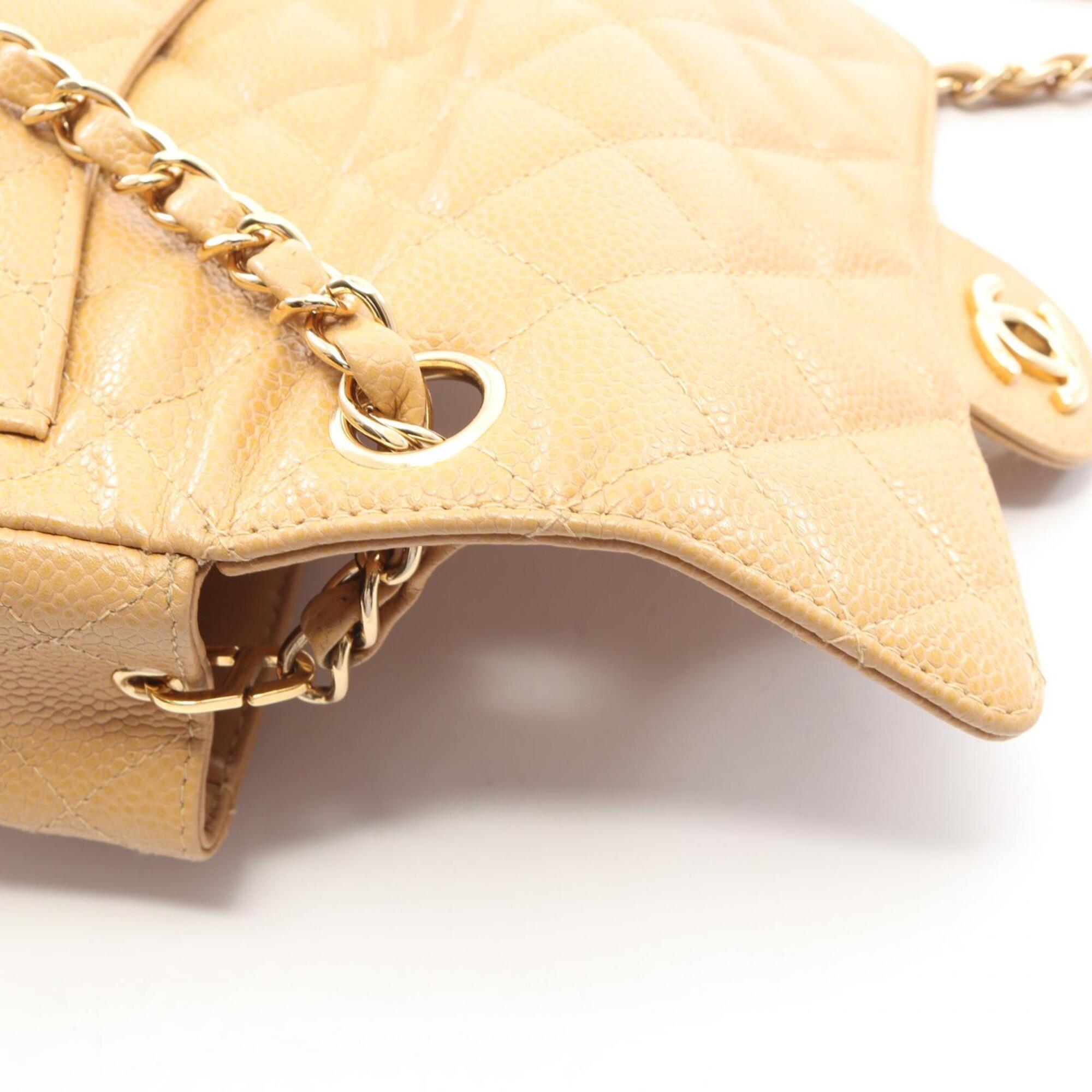 Chanel Beige Grained Calfskin Handbag Shoulder Bag (Pre-Owned)