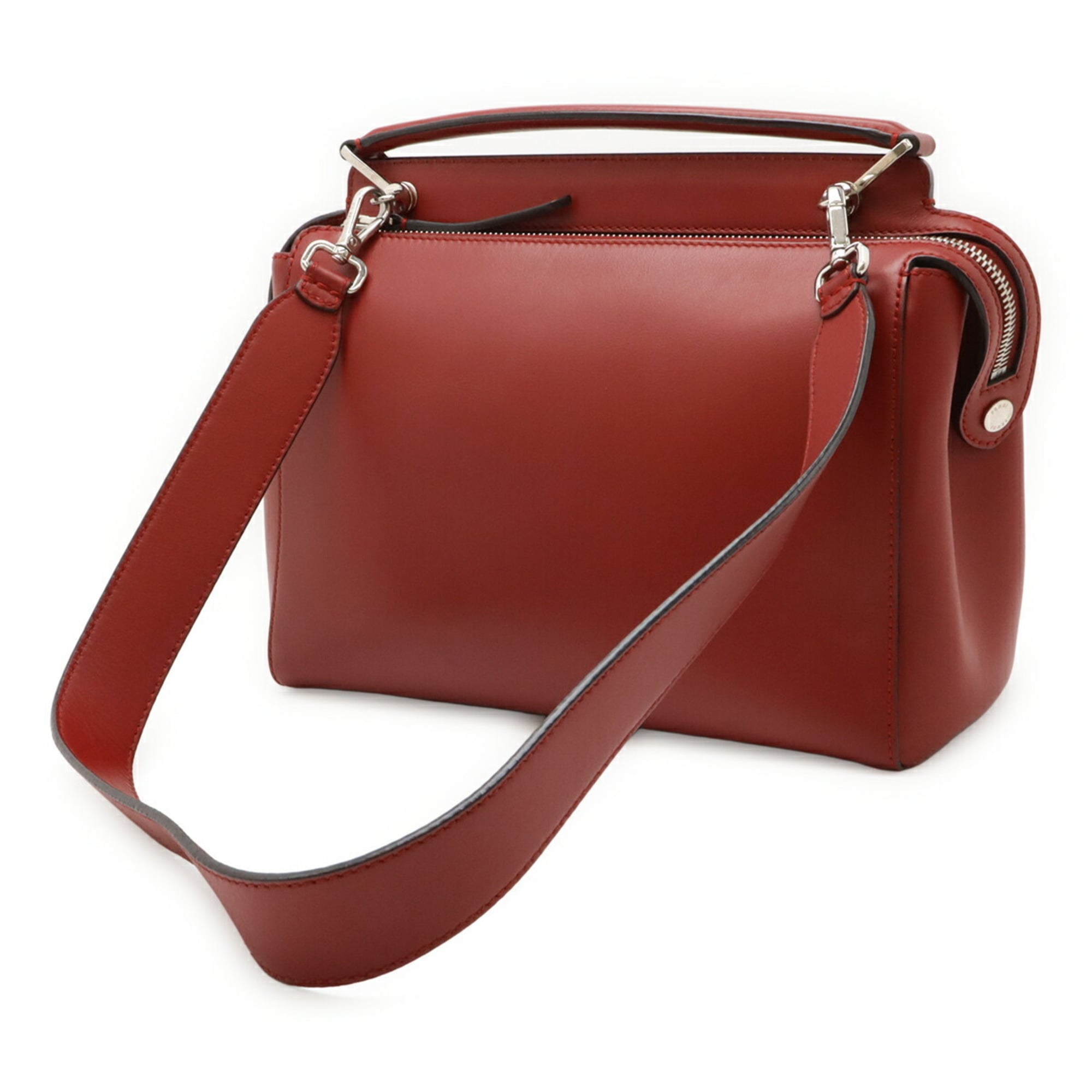 Fendi Red Color Leather Handbag Shoulder Bag (Pre-Owned)