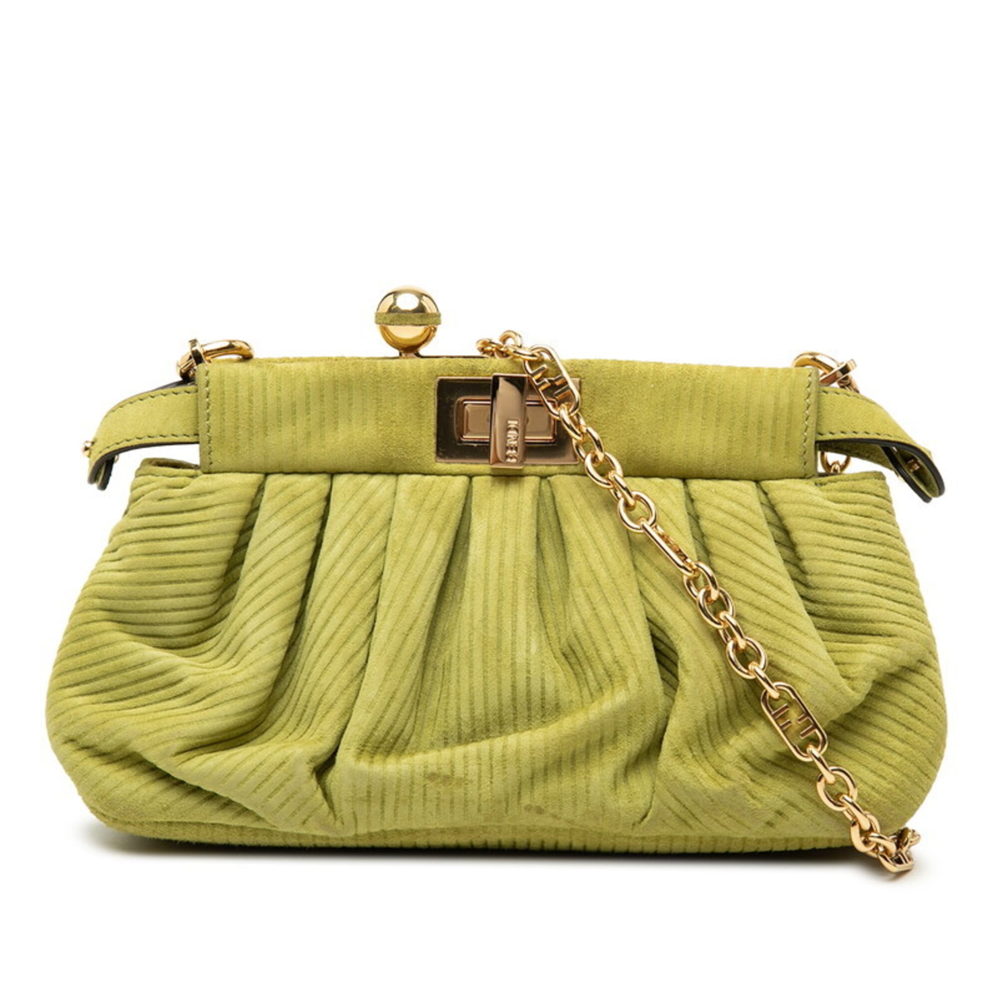 Fendi Green Suede Shoulder Bag (Pre-Owned)