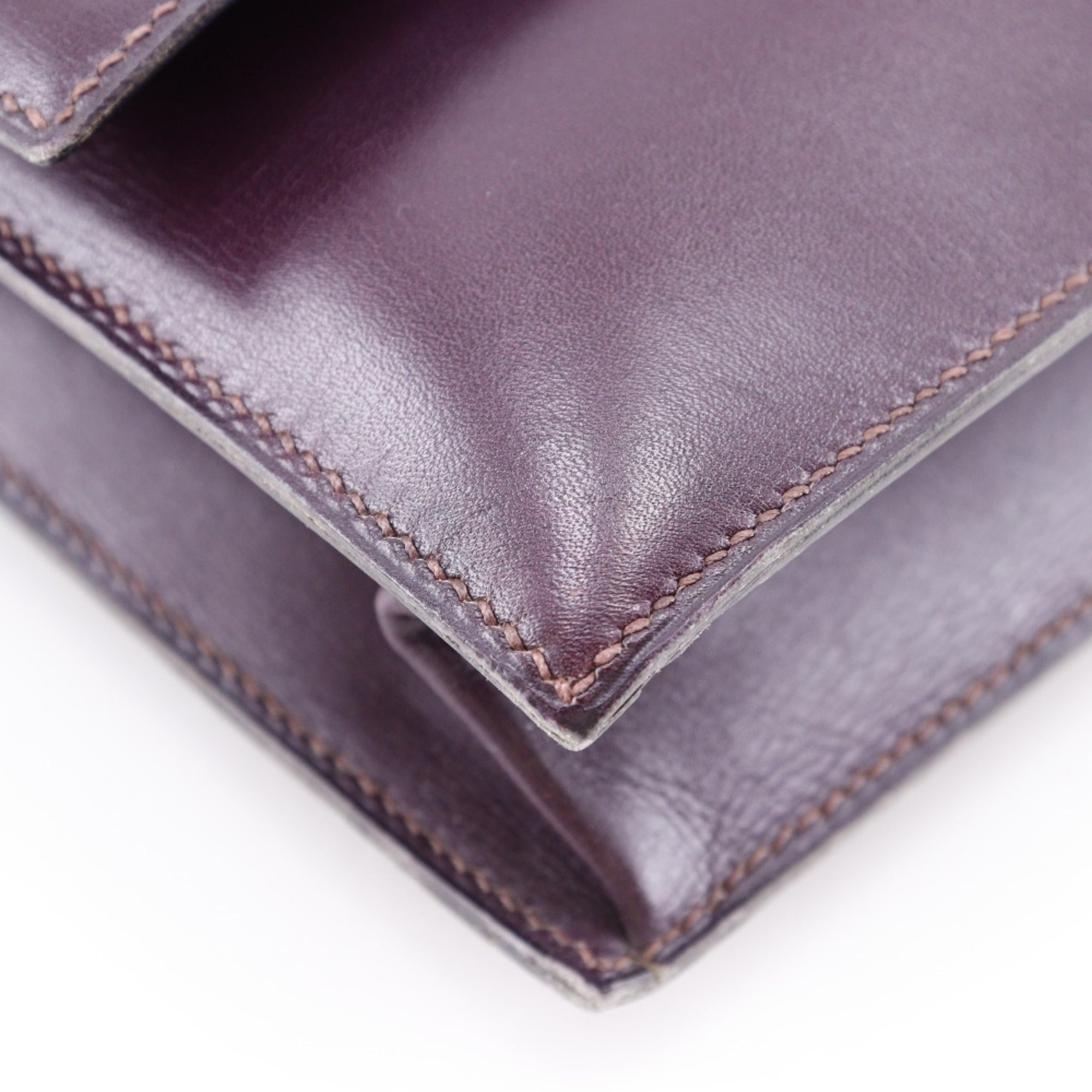 Hermes Bordeaux Box Calf Leather Clutch Bag (Pre-Owned)