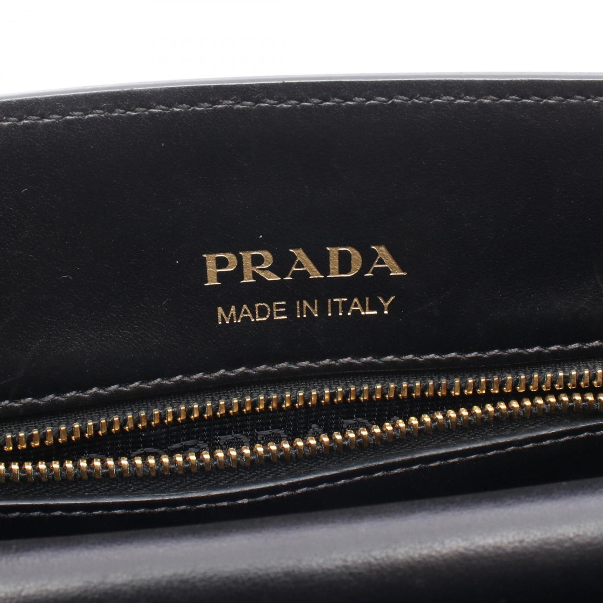 Prada Black Red Color Leather Handbag Shoulder Bag (Pre-Owned)