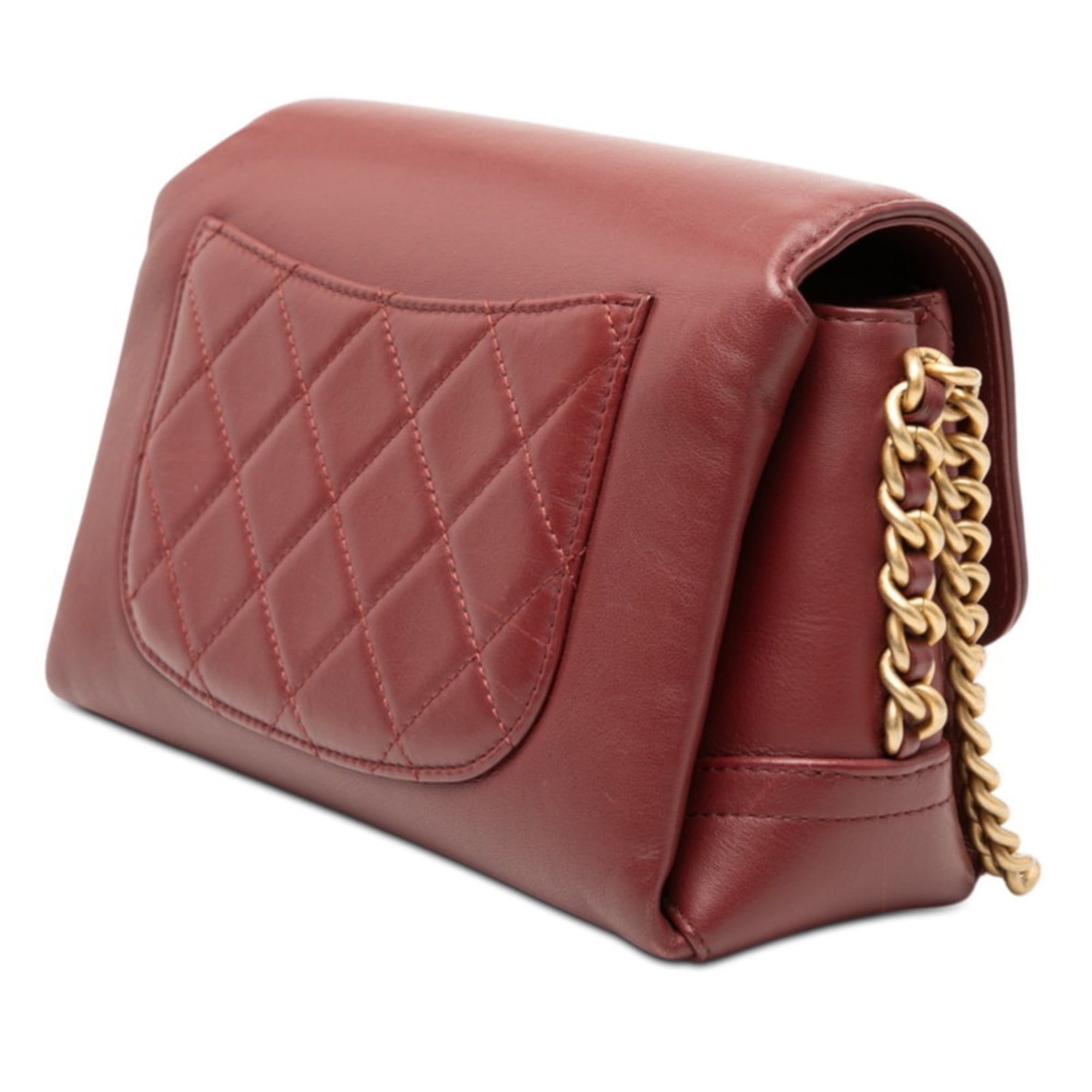 Chanel Bordeaux Leather Shoulder Bag (Pre-Owned)