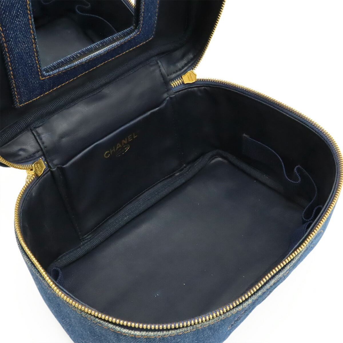 Chanel Blue Denim Handbag Vanity Bag (Pre-Owned)