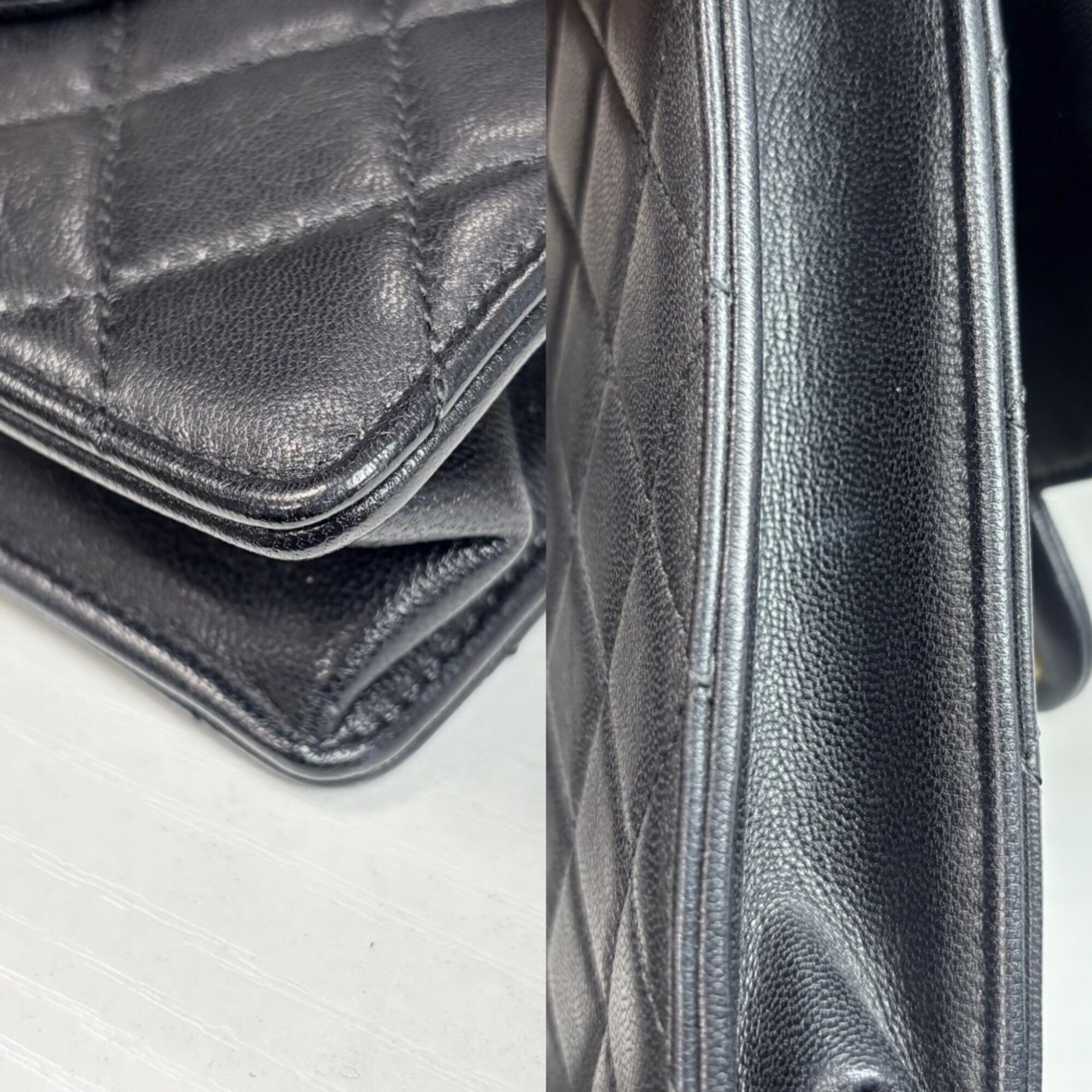 Chanel Matelasse Black Leather Shoulder Bag (Pre-Owned)