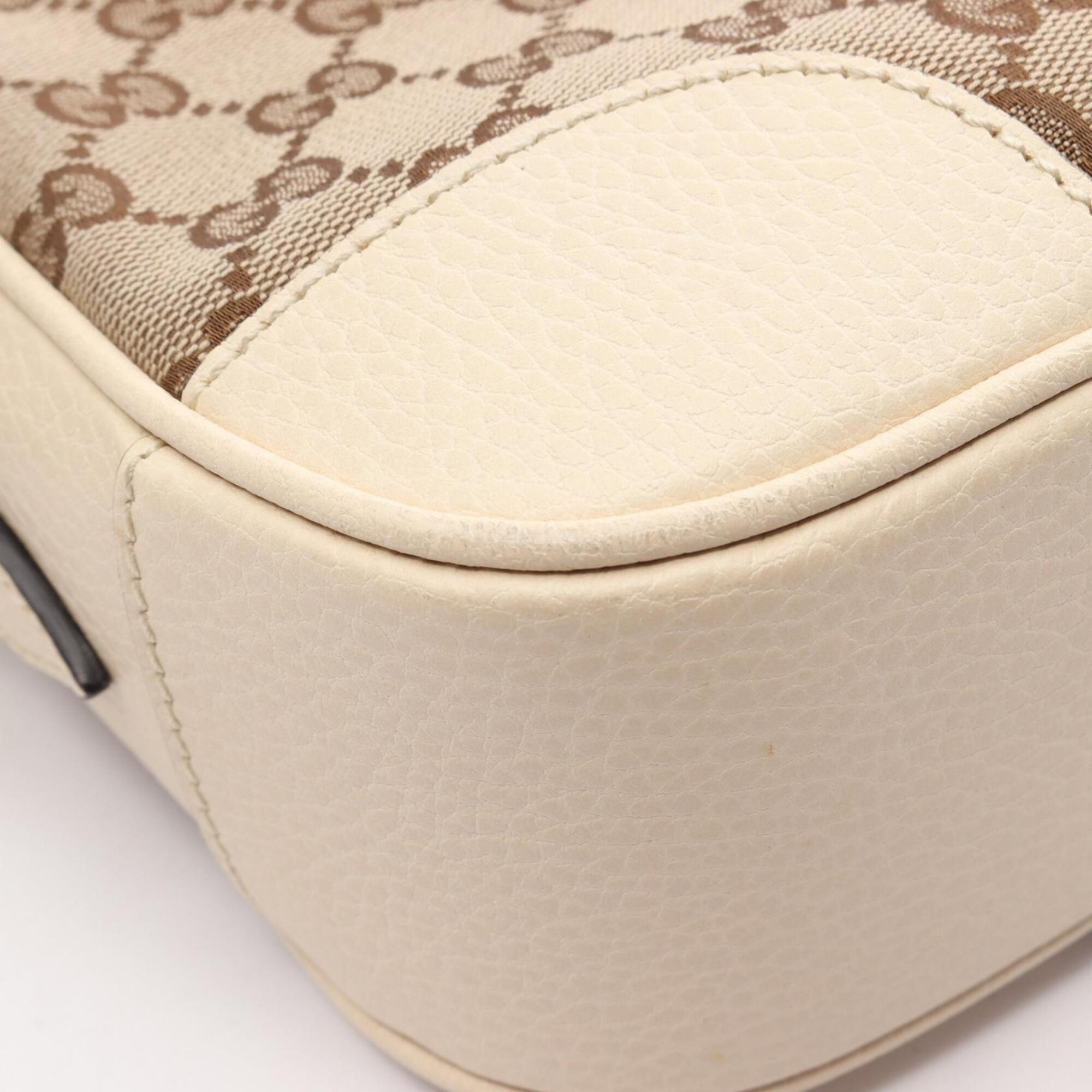 Gucci Beige Ivory Canvas Leather Handbag Shoulder Bag (Pre-Owned)