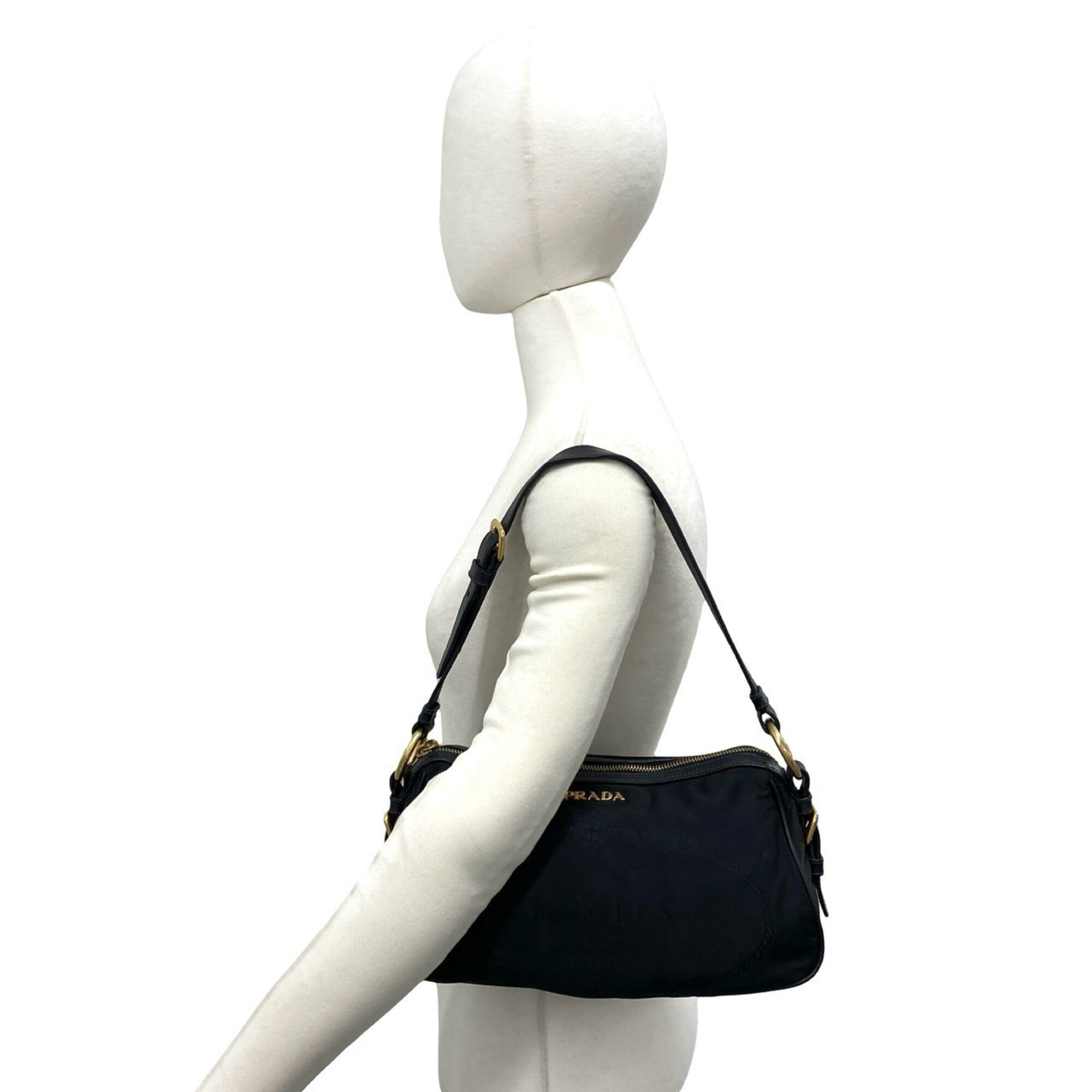 Prada Black Nylon Leather Shoulder Bag (Pre-Owned)