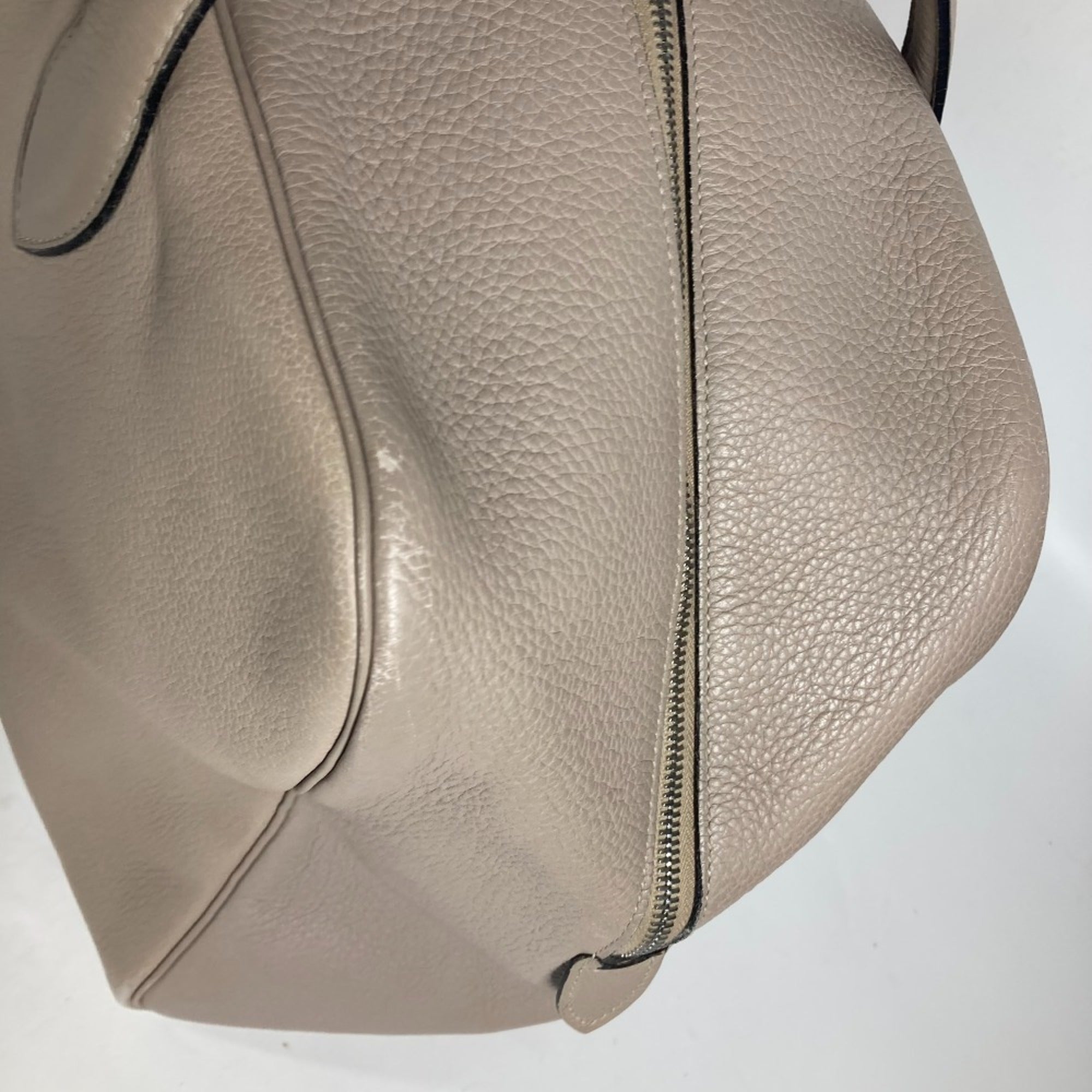 Hermes Beige Taurillon Clemence Leather Boston Bag Shoulder Bag (Pre-Owned)