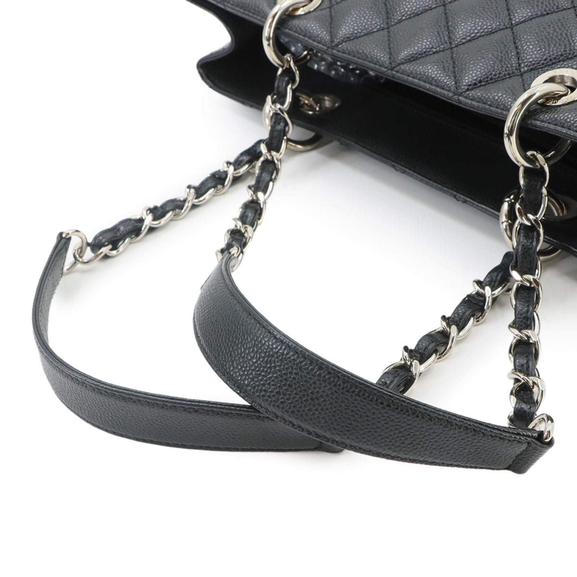 Chanel Black Grained Calfskin Handbag Tote Bag (Pre-Owned)