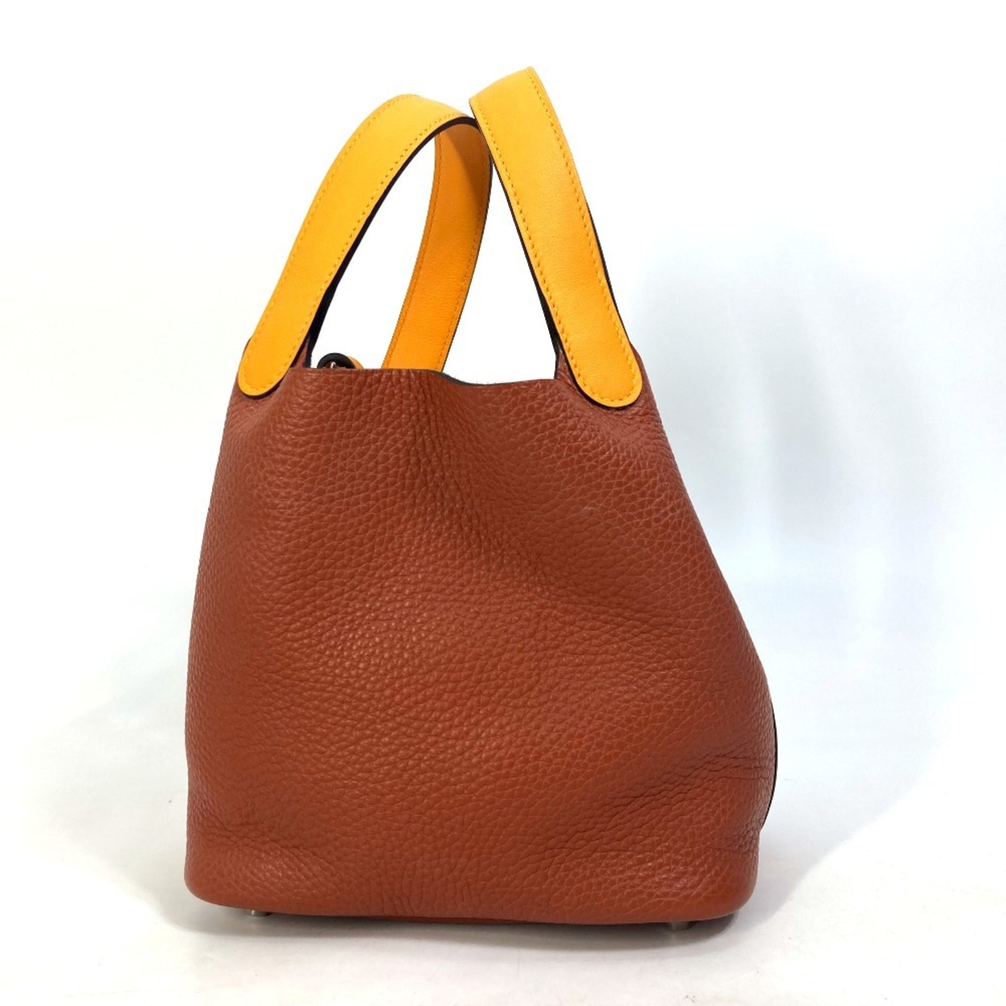Hermes Bicolor Brown Orange Togo Leather Swift Leather Handbag Tote Bag (Pre-Owned)