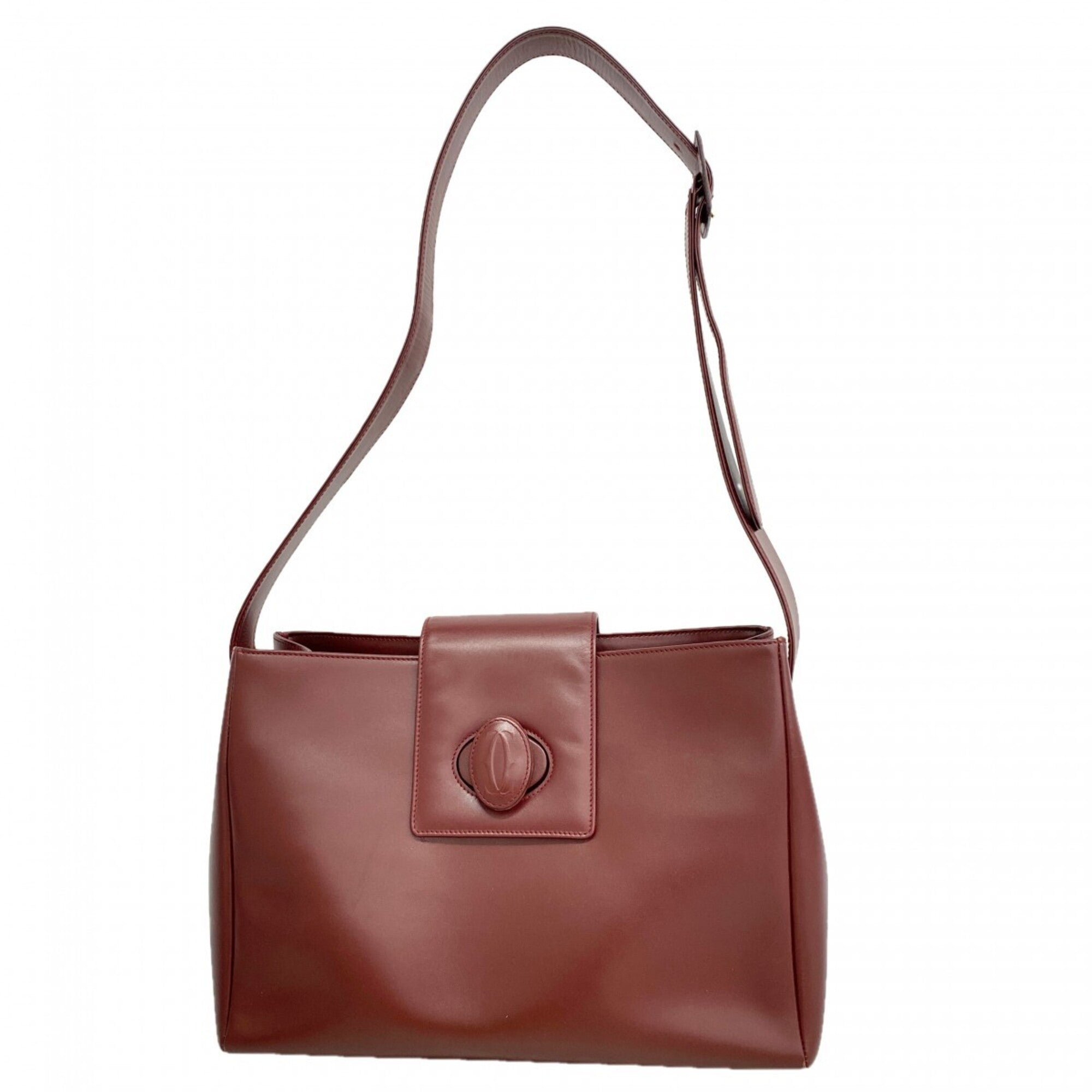 Cartier Bordeaux Leather Shoulder Bag (Pre-Owned)