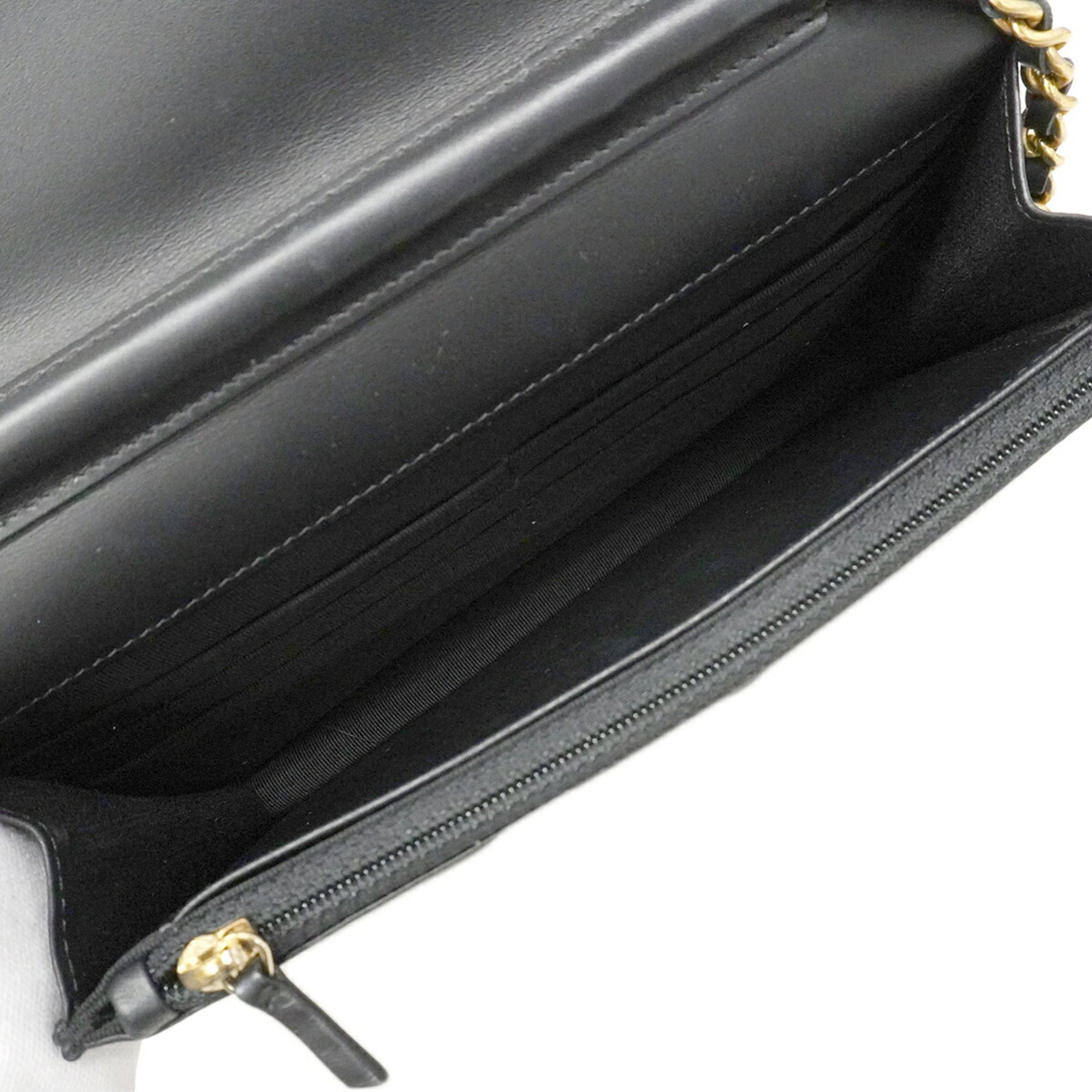 Chanel Black Leather Chain/Shoulder Wallet (Pre-Owned)