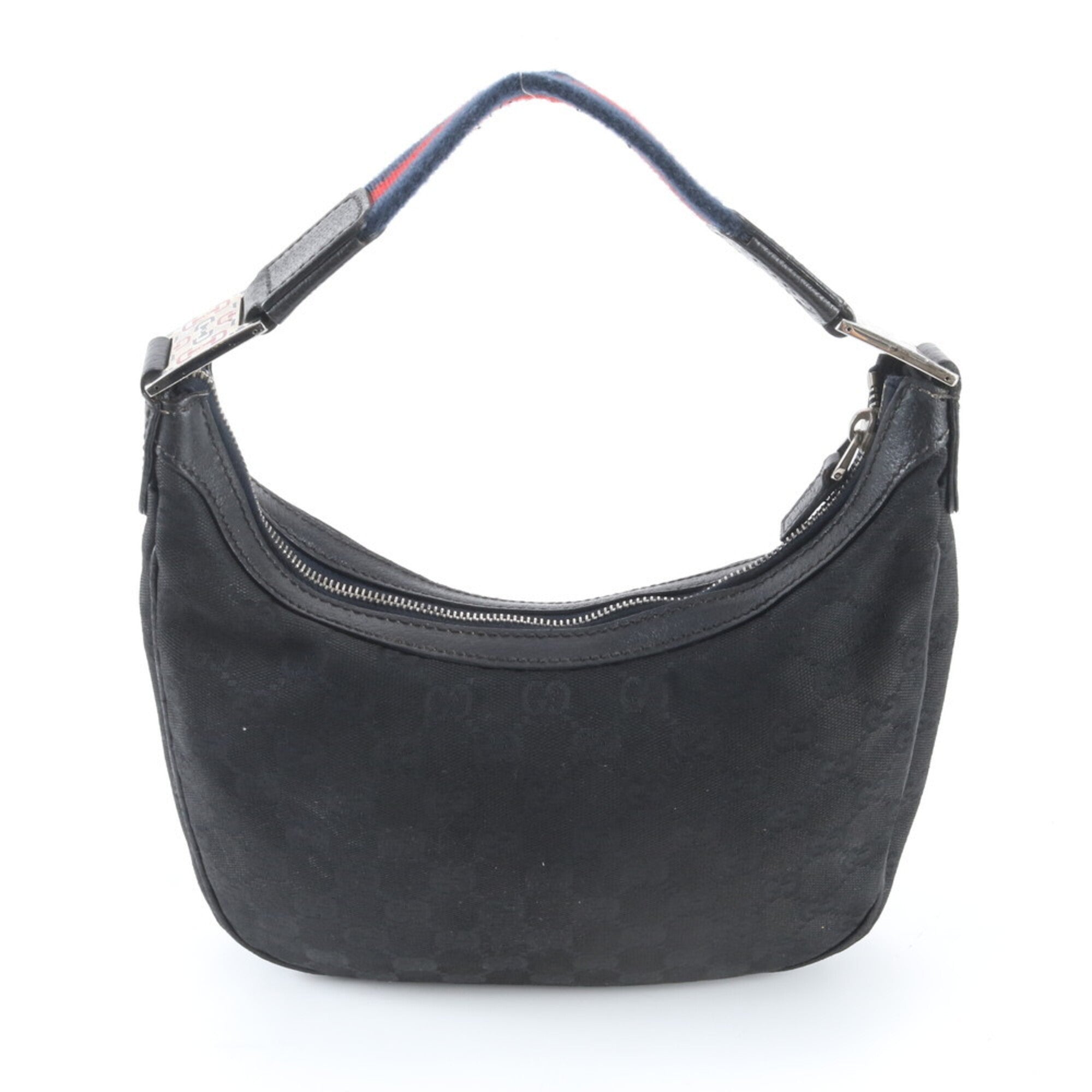Gucci Black Leather Canvas Handbag Shoulder Bag (Pre-Owned)